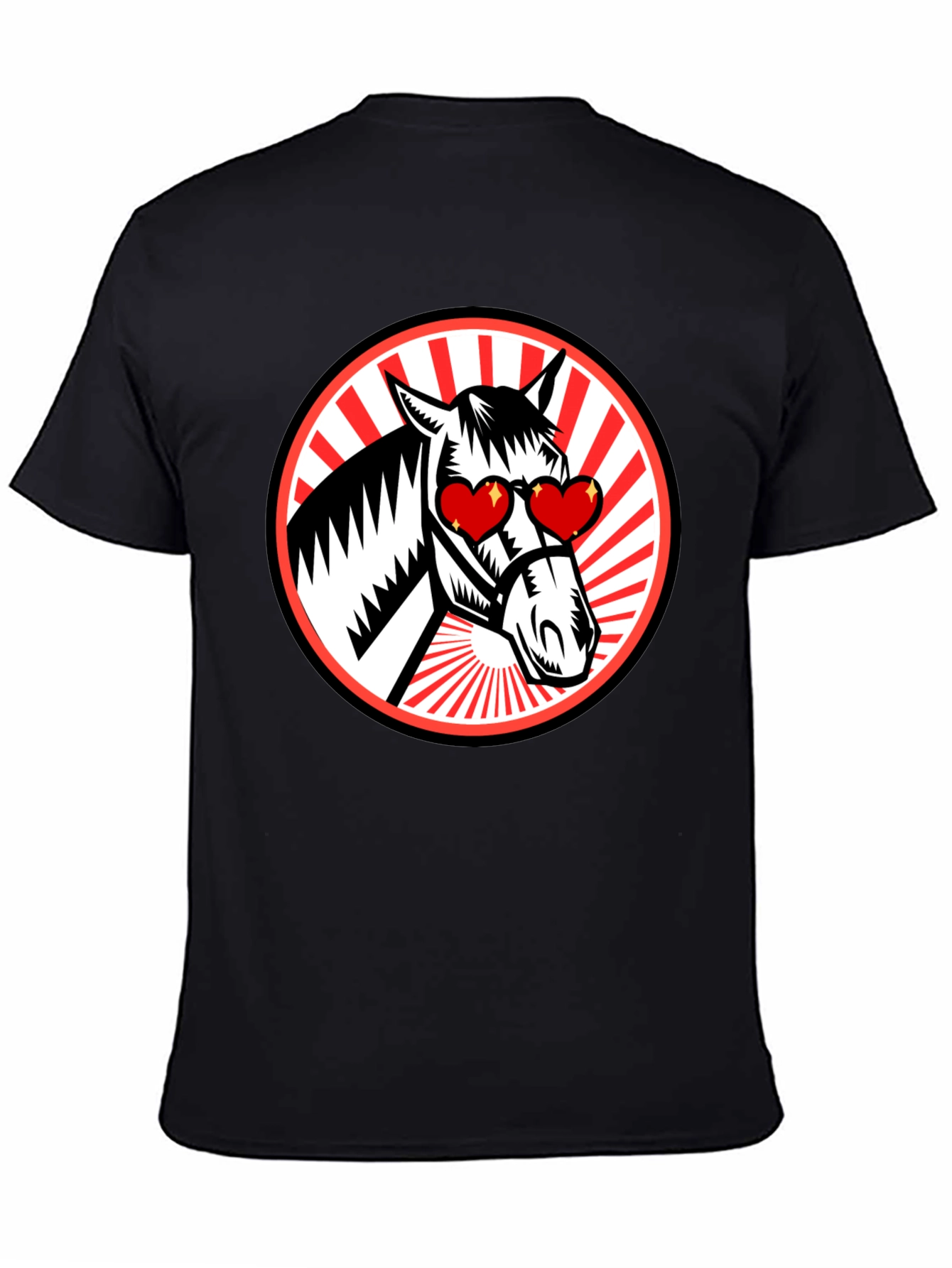 Heart Eyes Horse Graphic Tee - Black T-Shirt