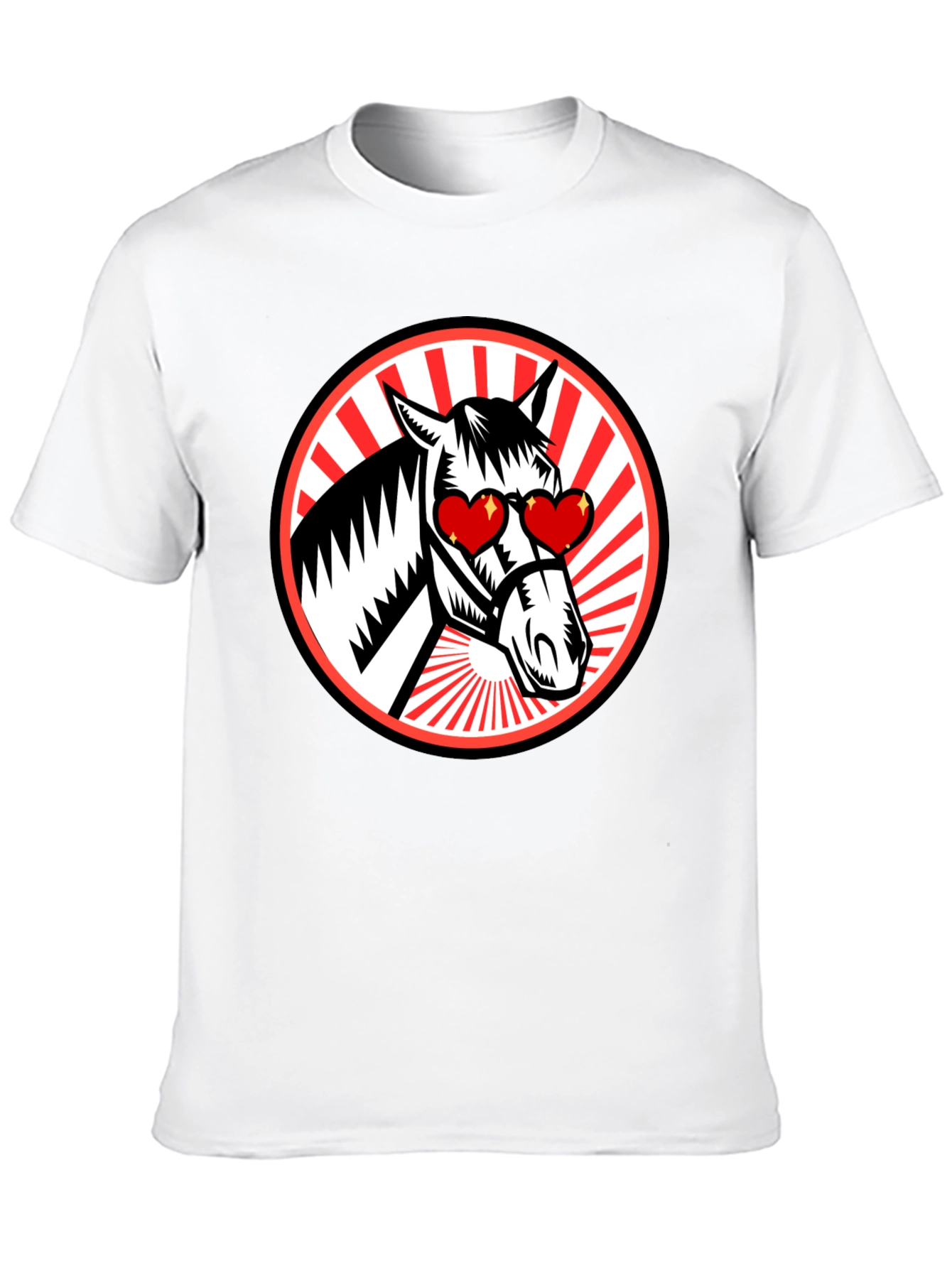 Heart Eyes Horse Graphic Tee - Black T-Shirt