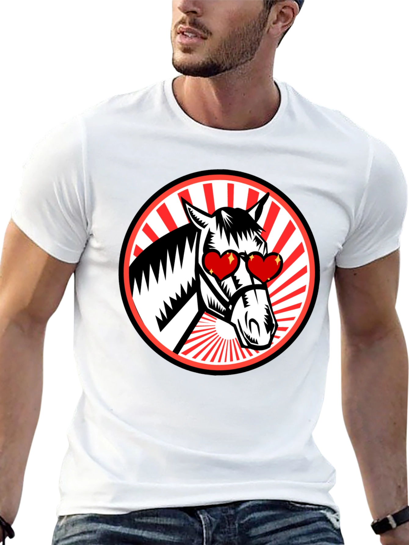 Heart Eyes Horse Graphic Tee - Black T-Shirt