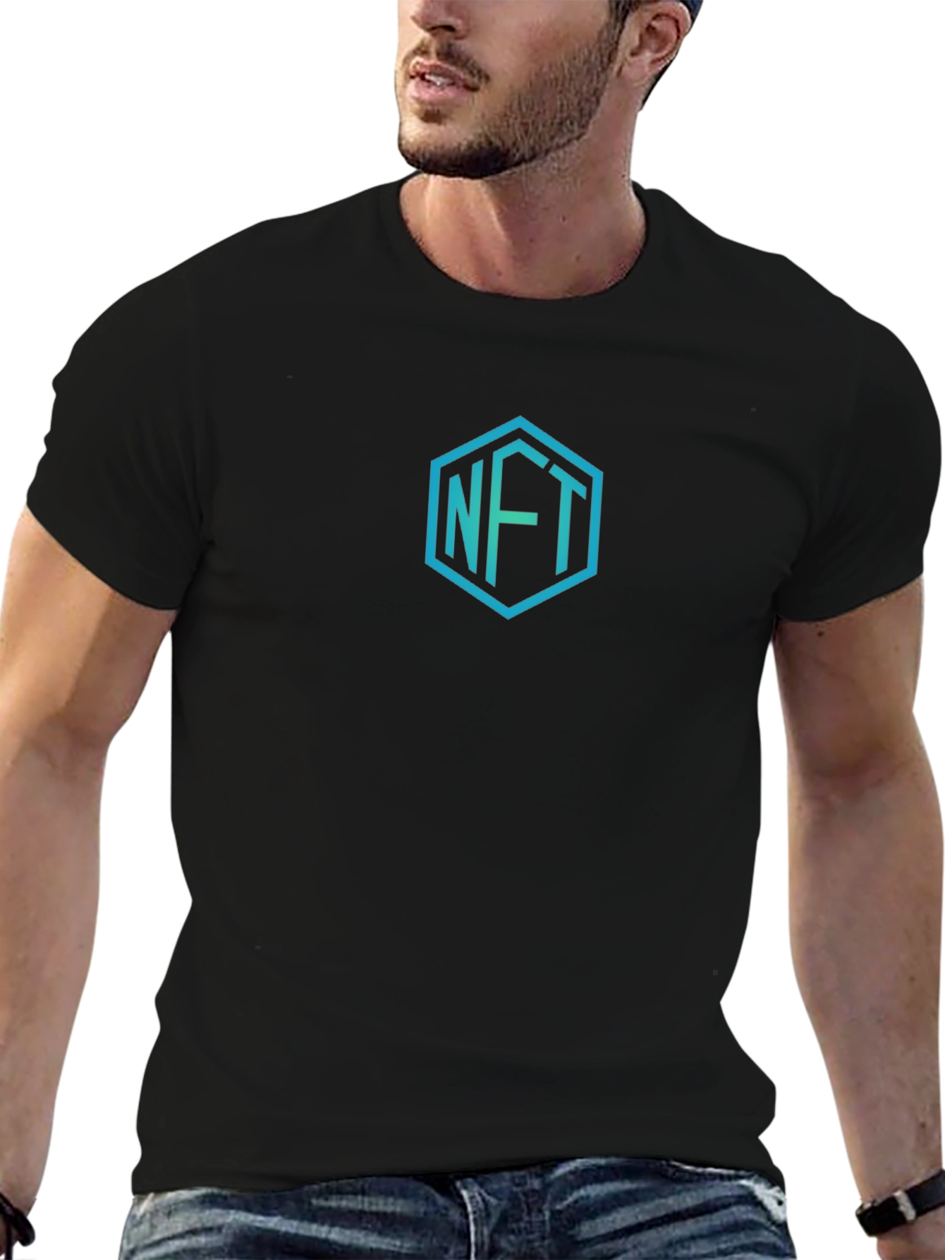 NFT Hexagon Graphic T-Shirt - Stylish Crypto Art Tee
