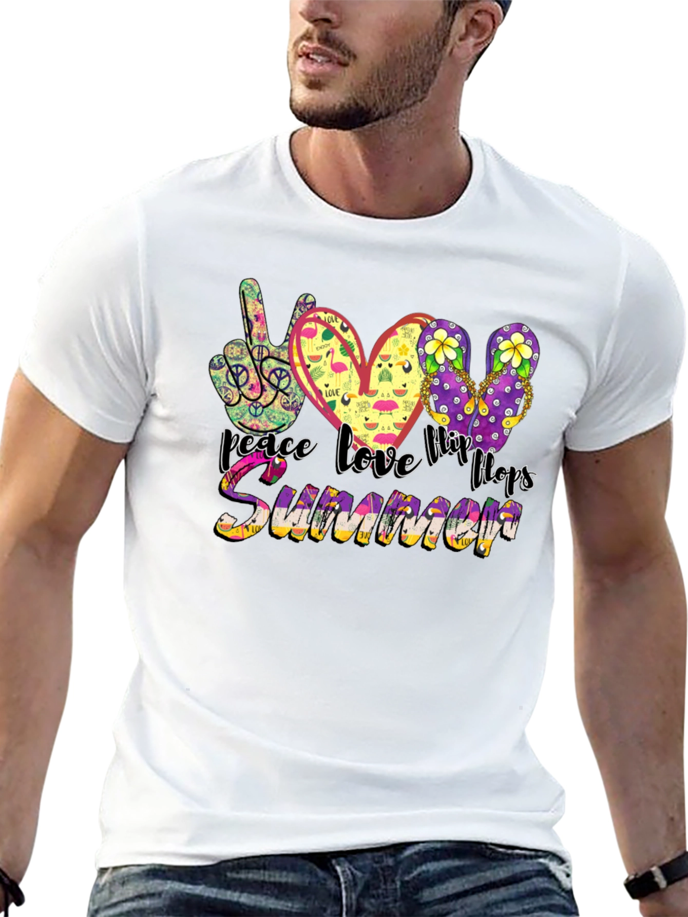 Peace Love Flip Flops Summer Graphic Tee