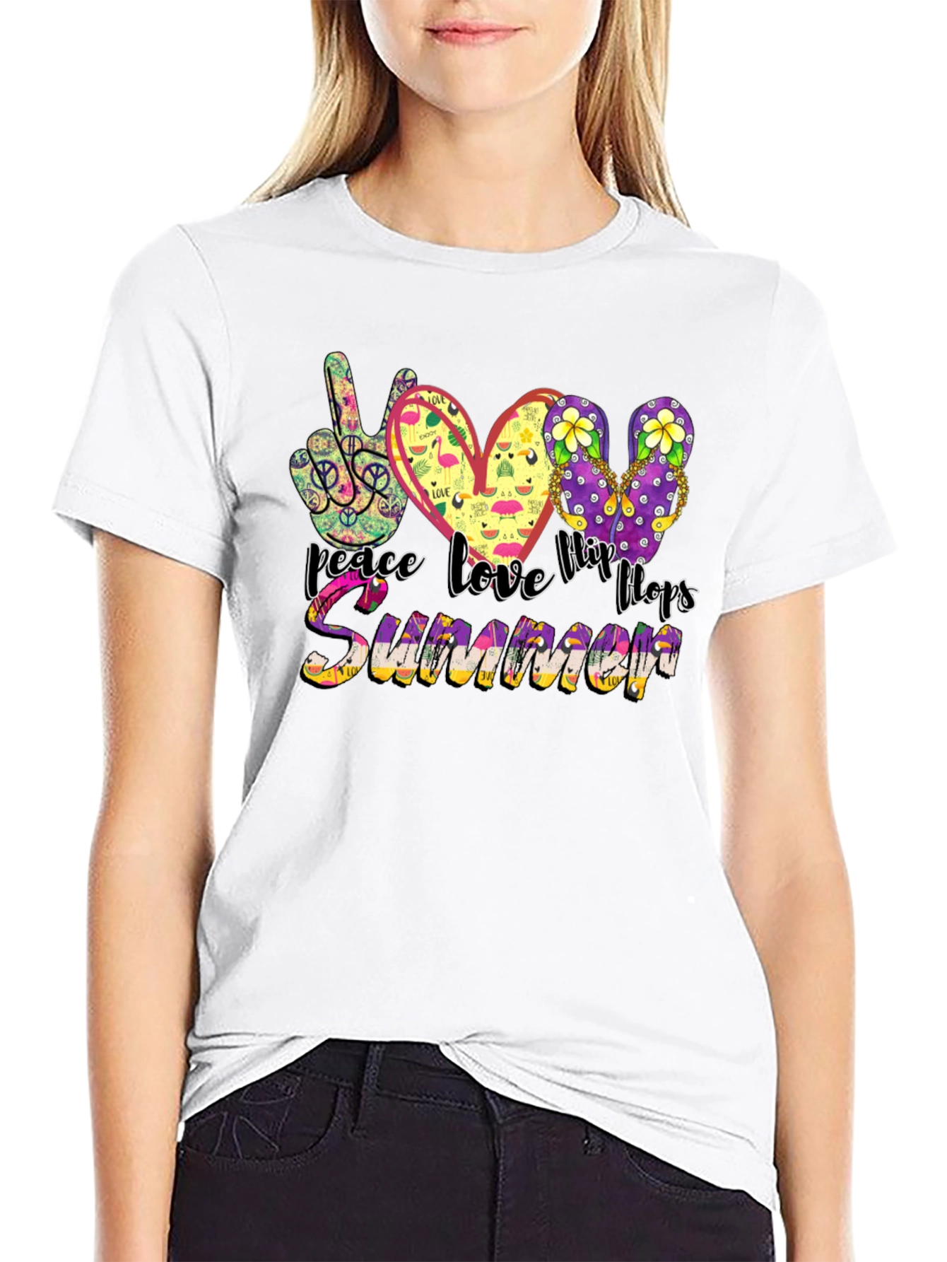 Peace Love Flip Flops Summer Graphic Tee