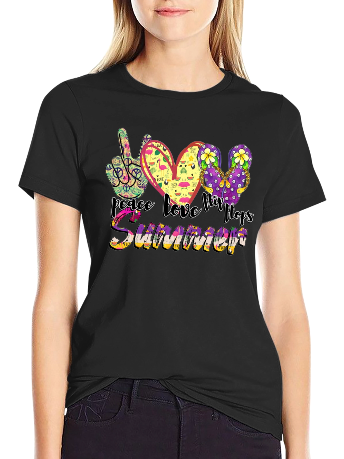 Peace Love Flip Flops Summer Graphic Tee