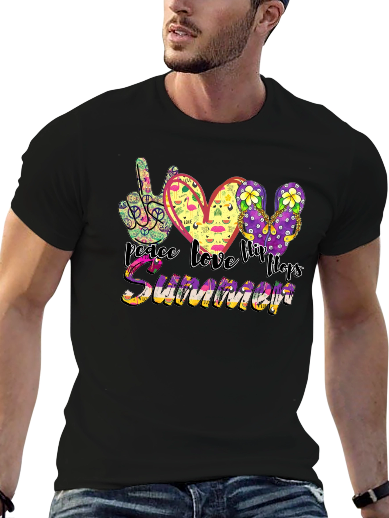 Peace Love Flip Flops Summer Graphic Tee