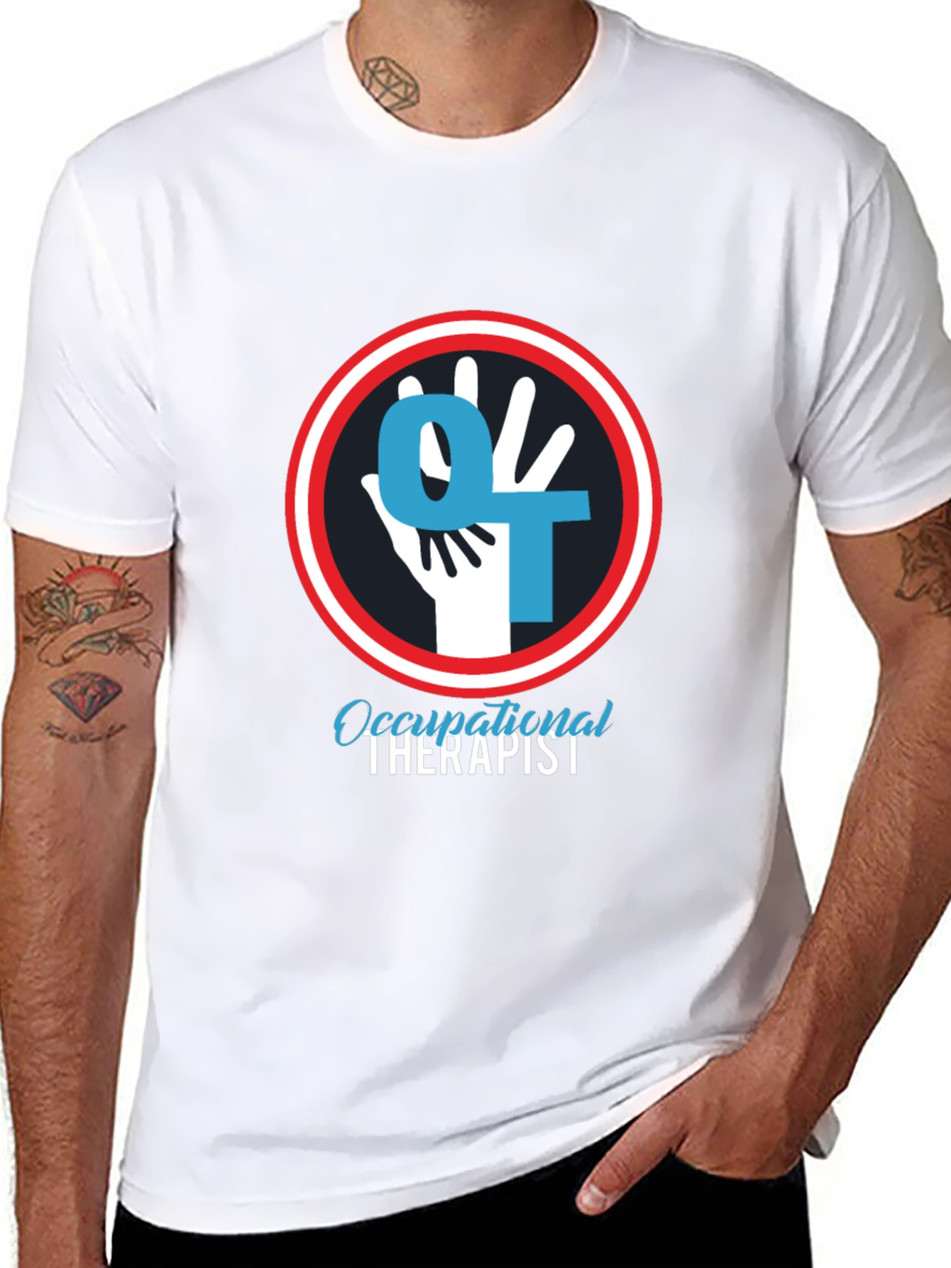 Occupational Therapist T-Shirt - OT Hand Logo Design
