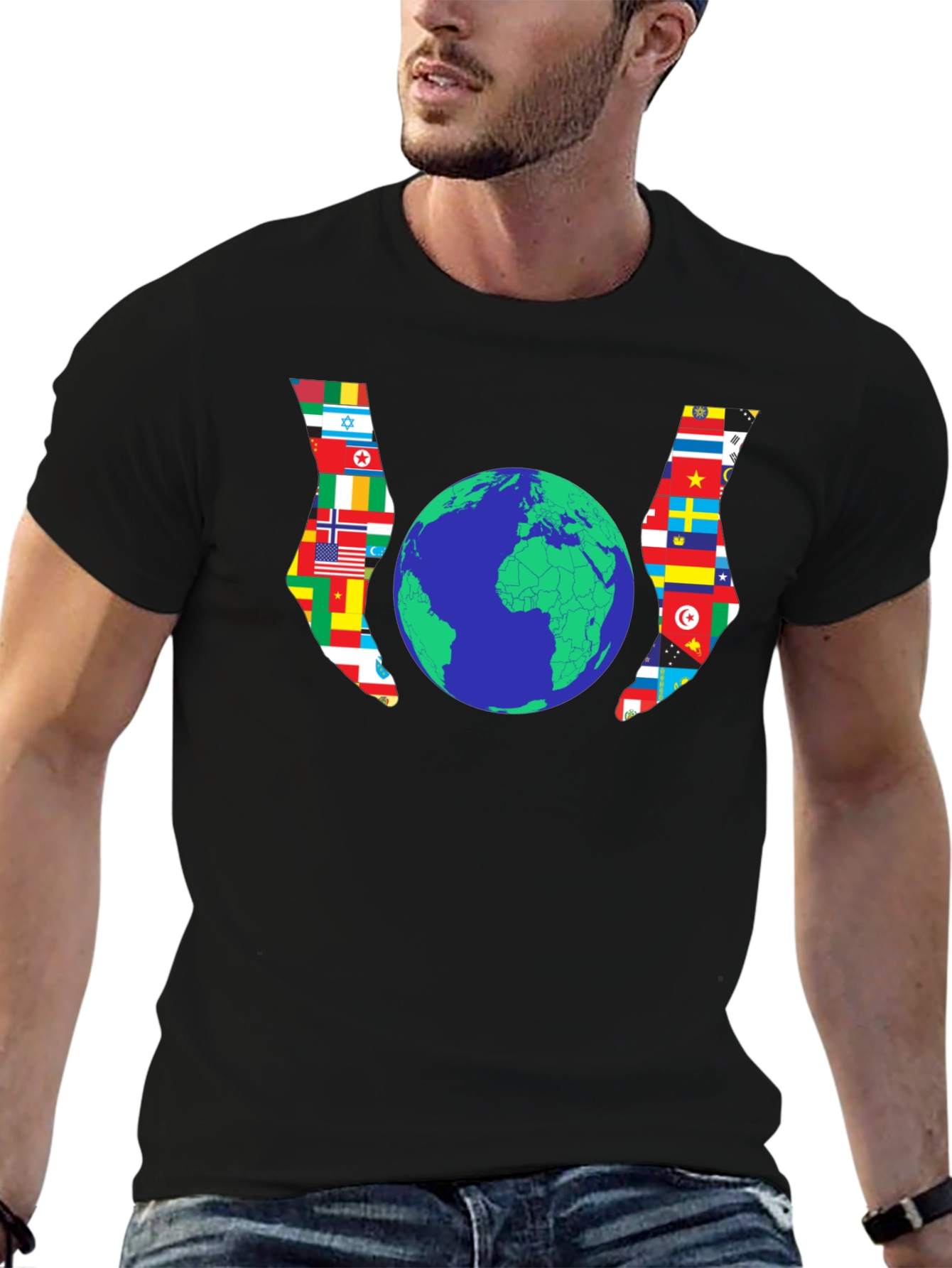 World Flags Globe Graphic Tee