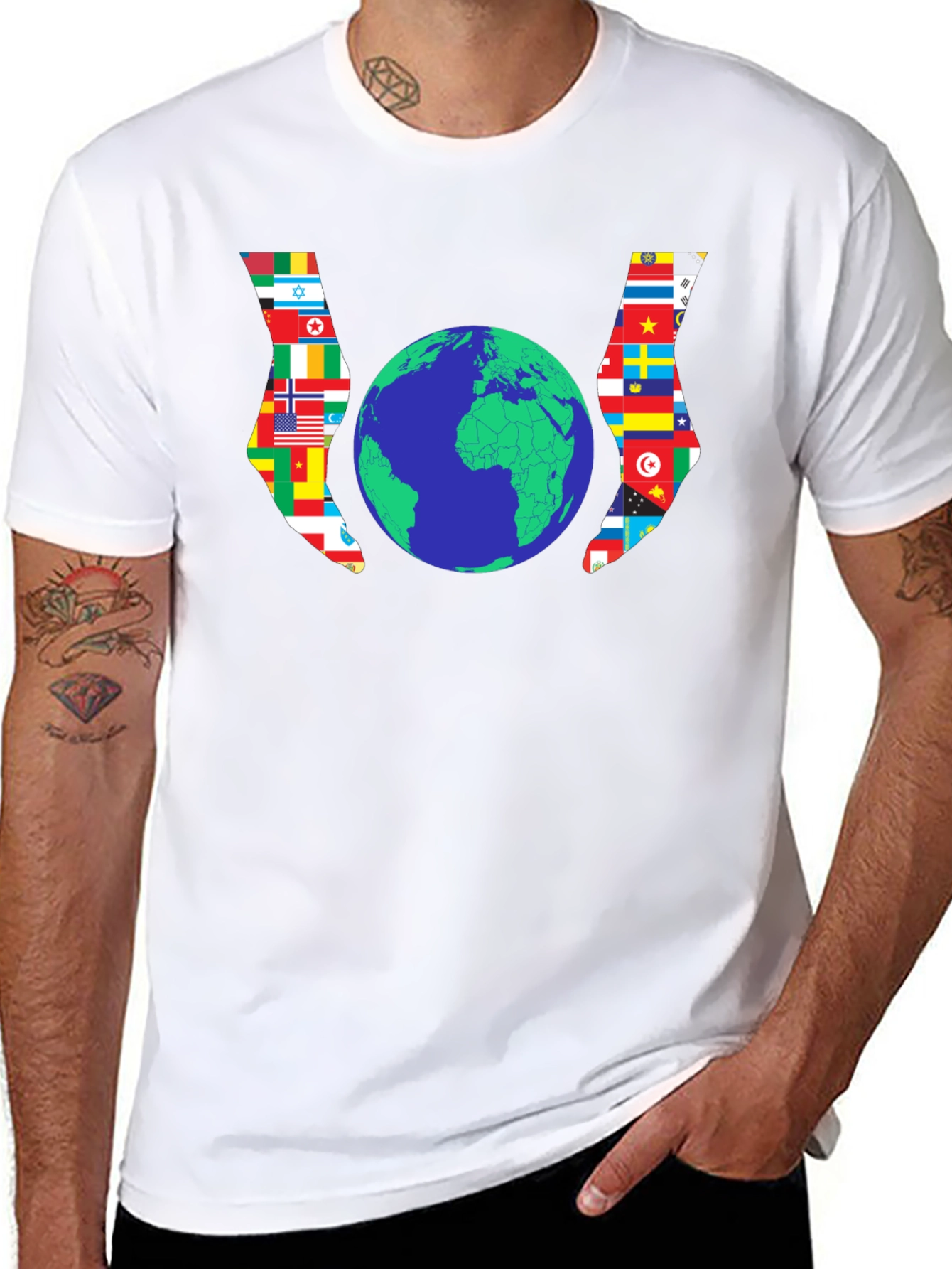 World Flags Globe Graphic Tee