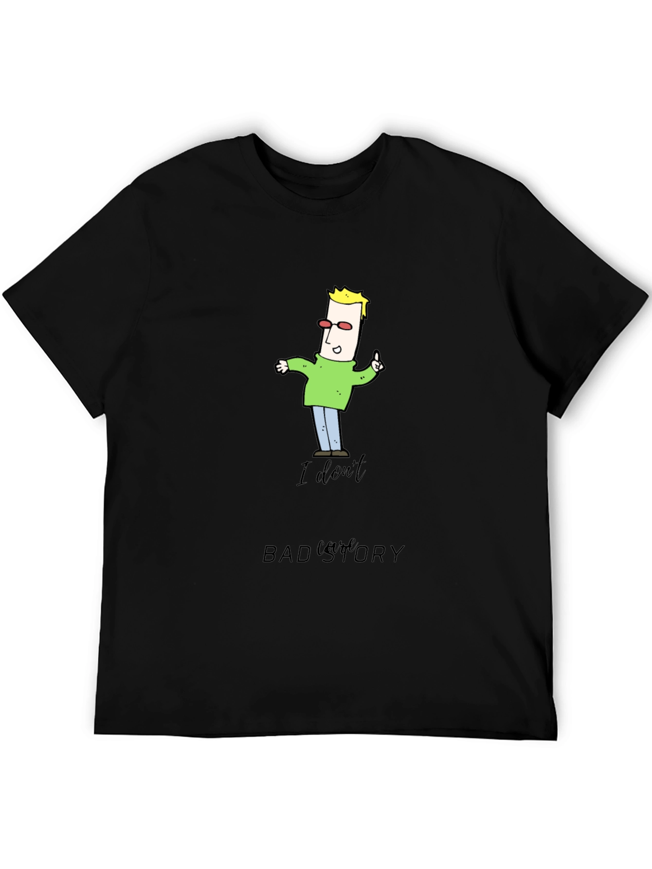 Funny Cartoon Man Black T-Shirt