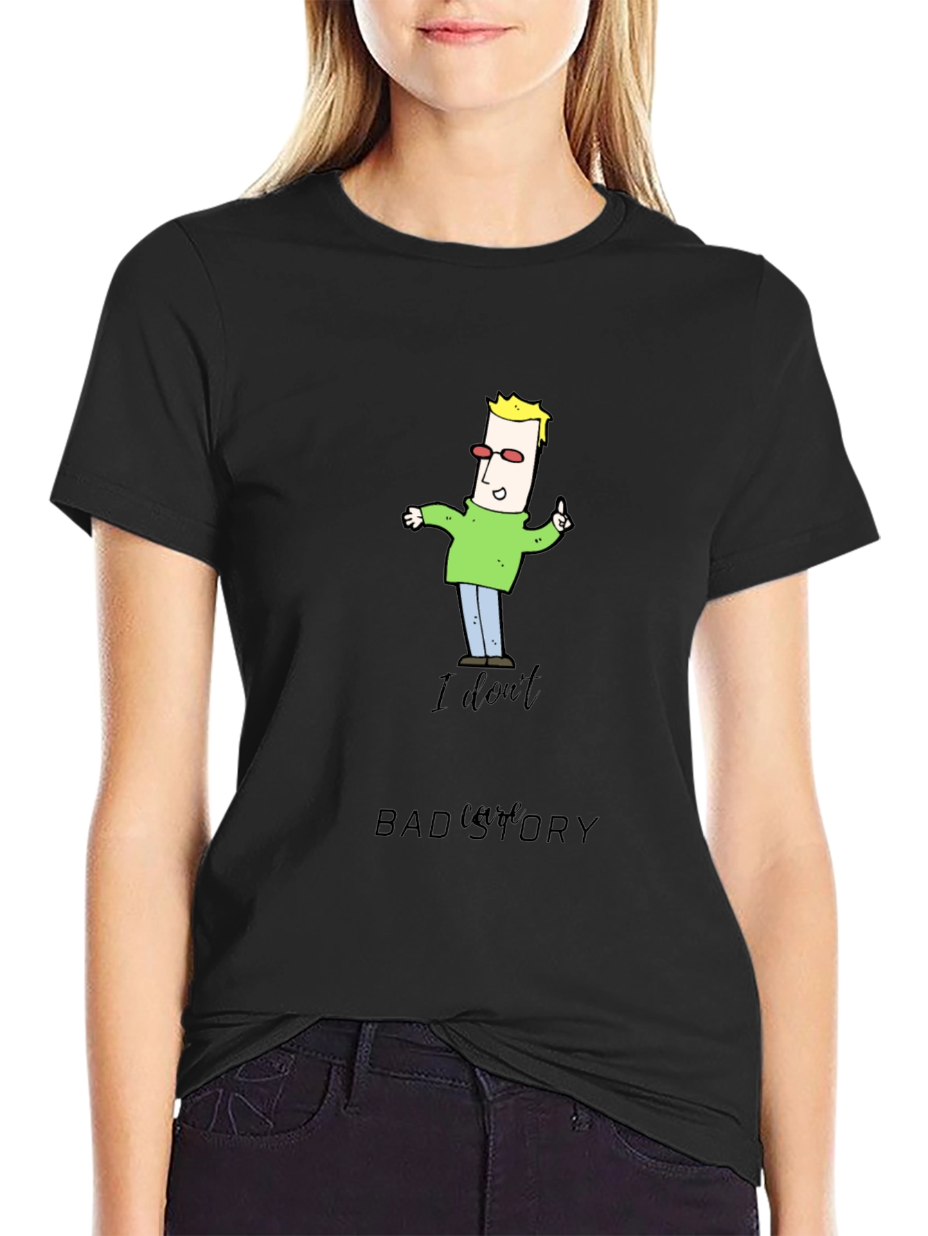 Funny Cartoon Man Black T-Shirt