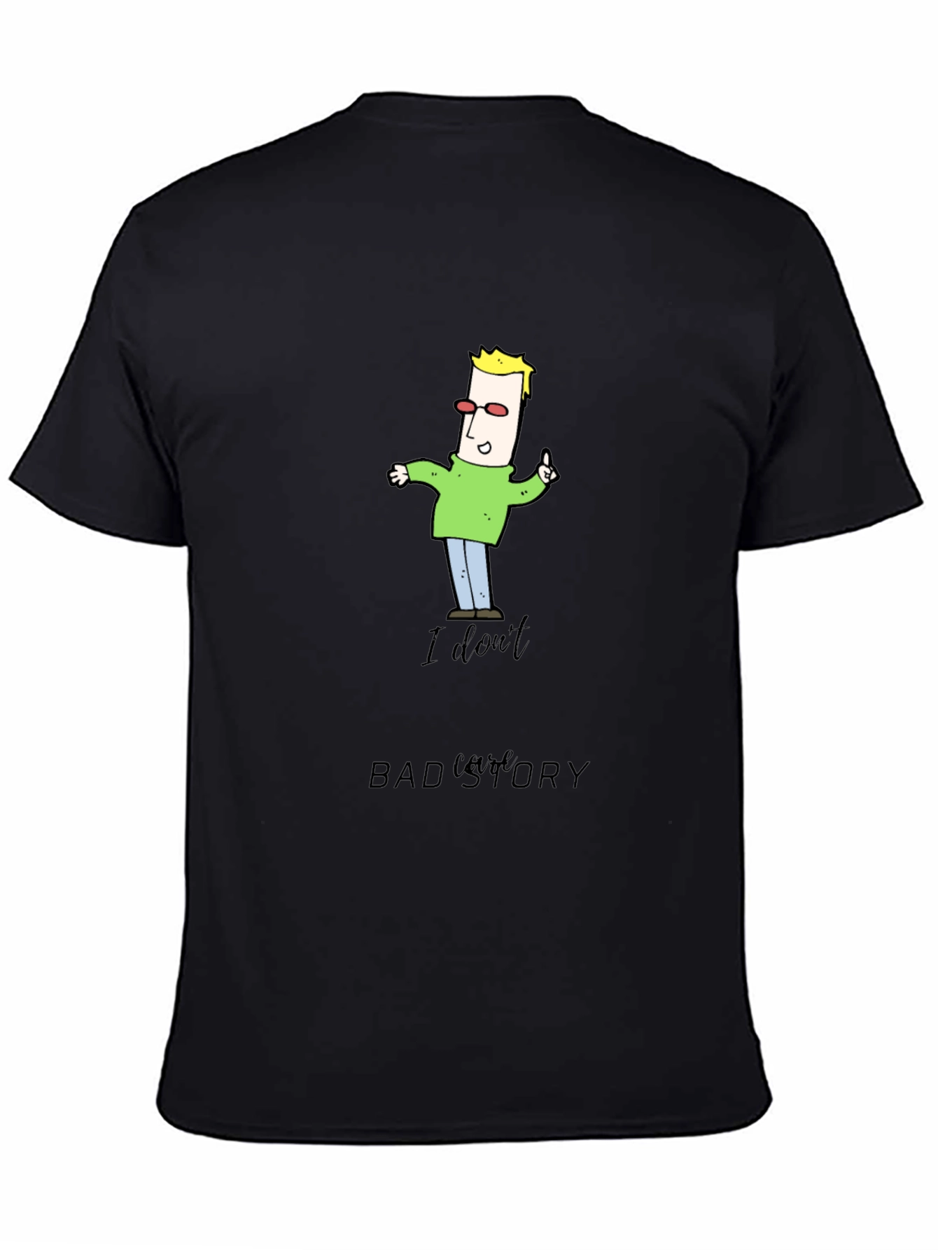 Funny Cartoon Man Black T-Shirt