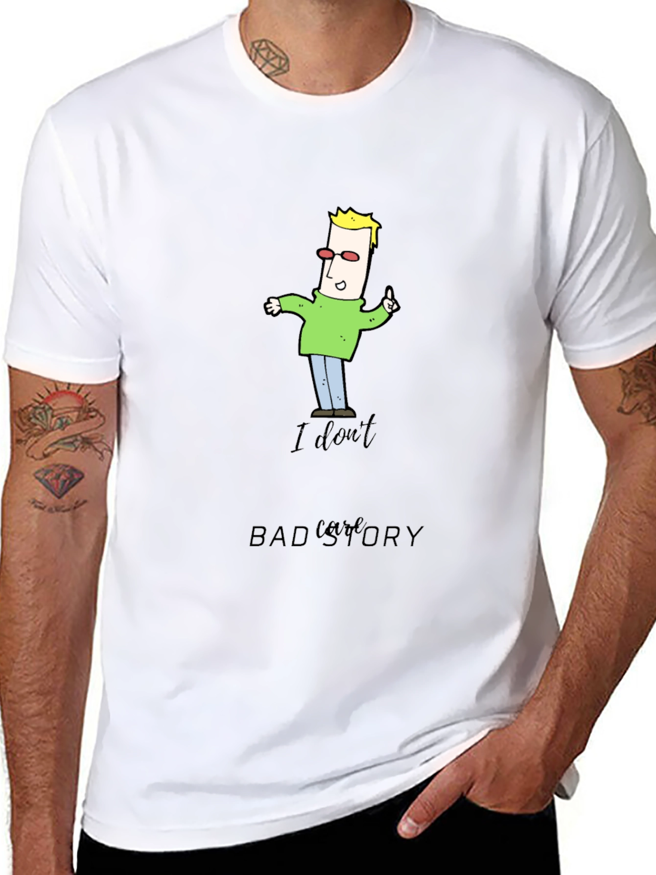 Funny Cartoon Man Black T-Shirt