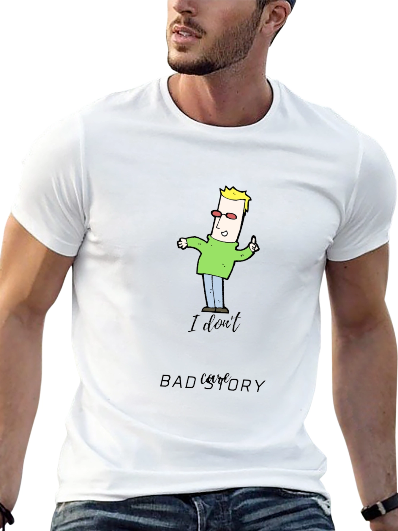 Funny Cartoon Man Black T-Shirt