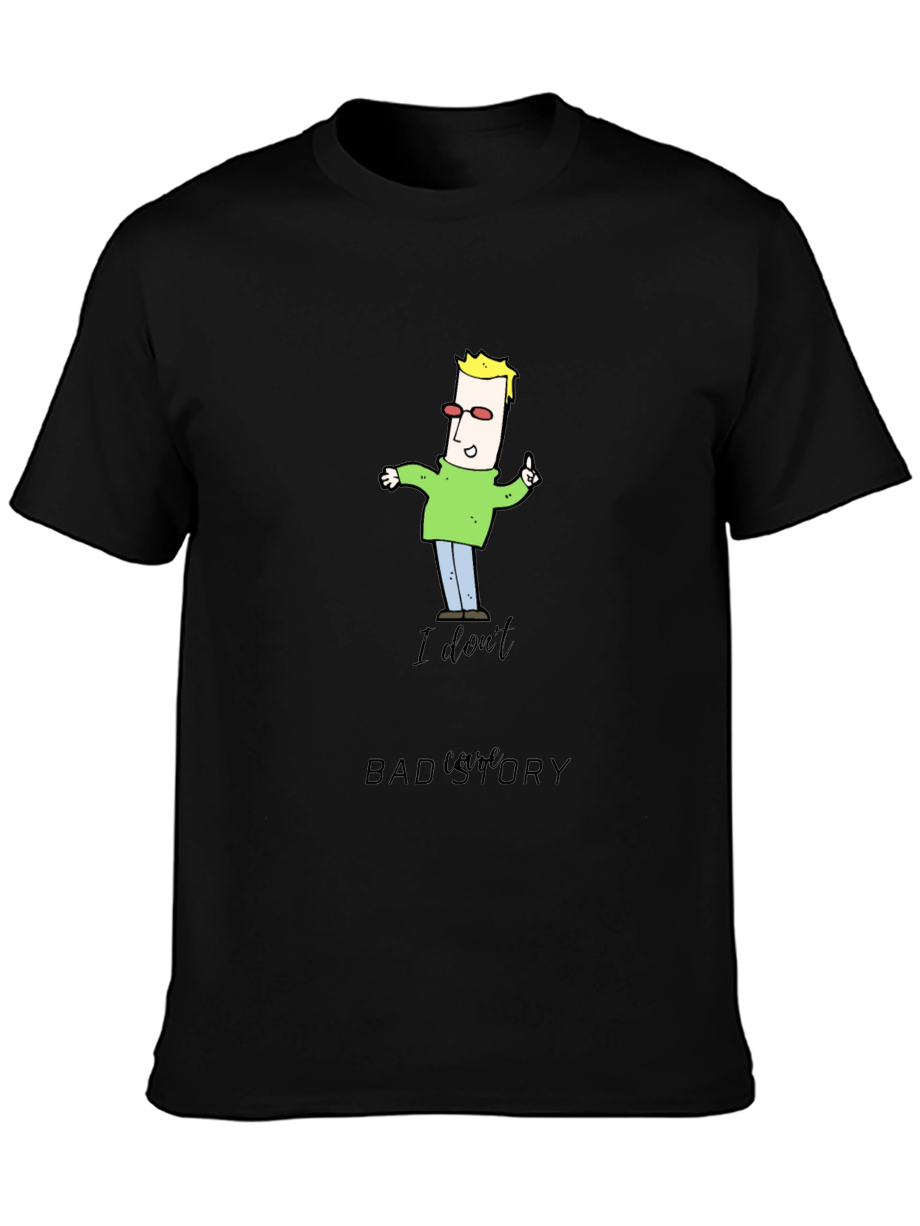 Funny Cartoon Man Black T-Shirt
