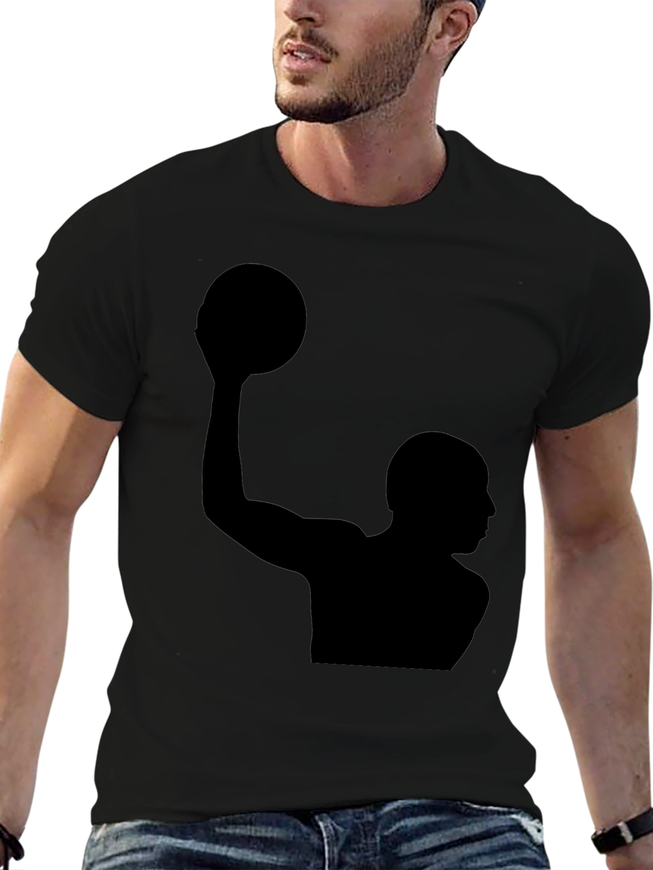 Basketball Silhouette Graphic Tee - Classic Black