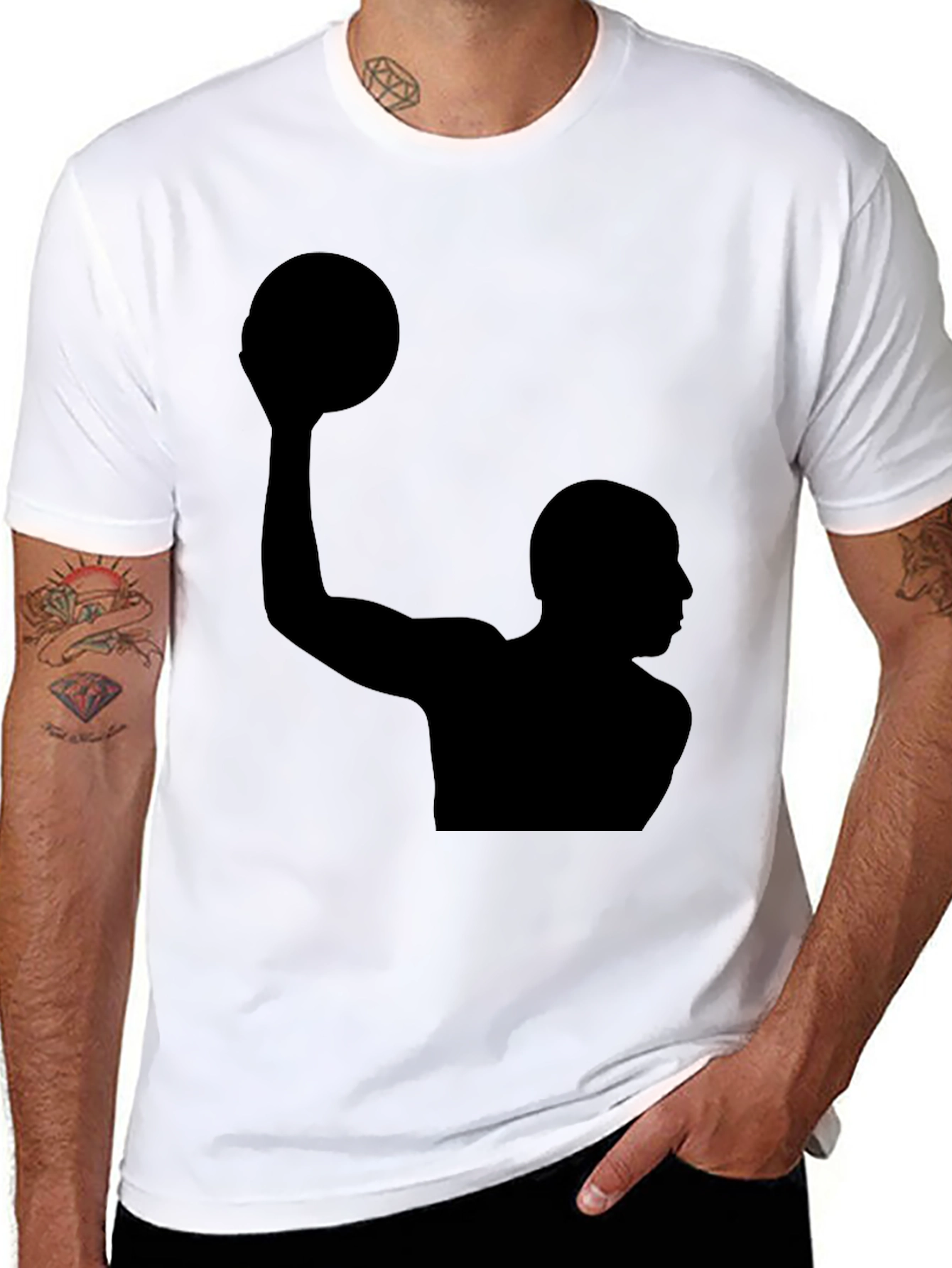 Basketball Silhouette Graphic Tee - Classic Black