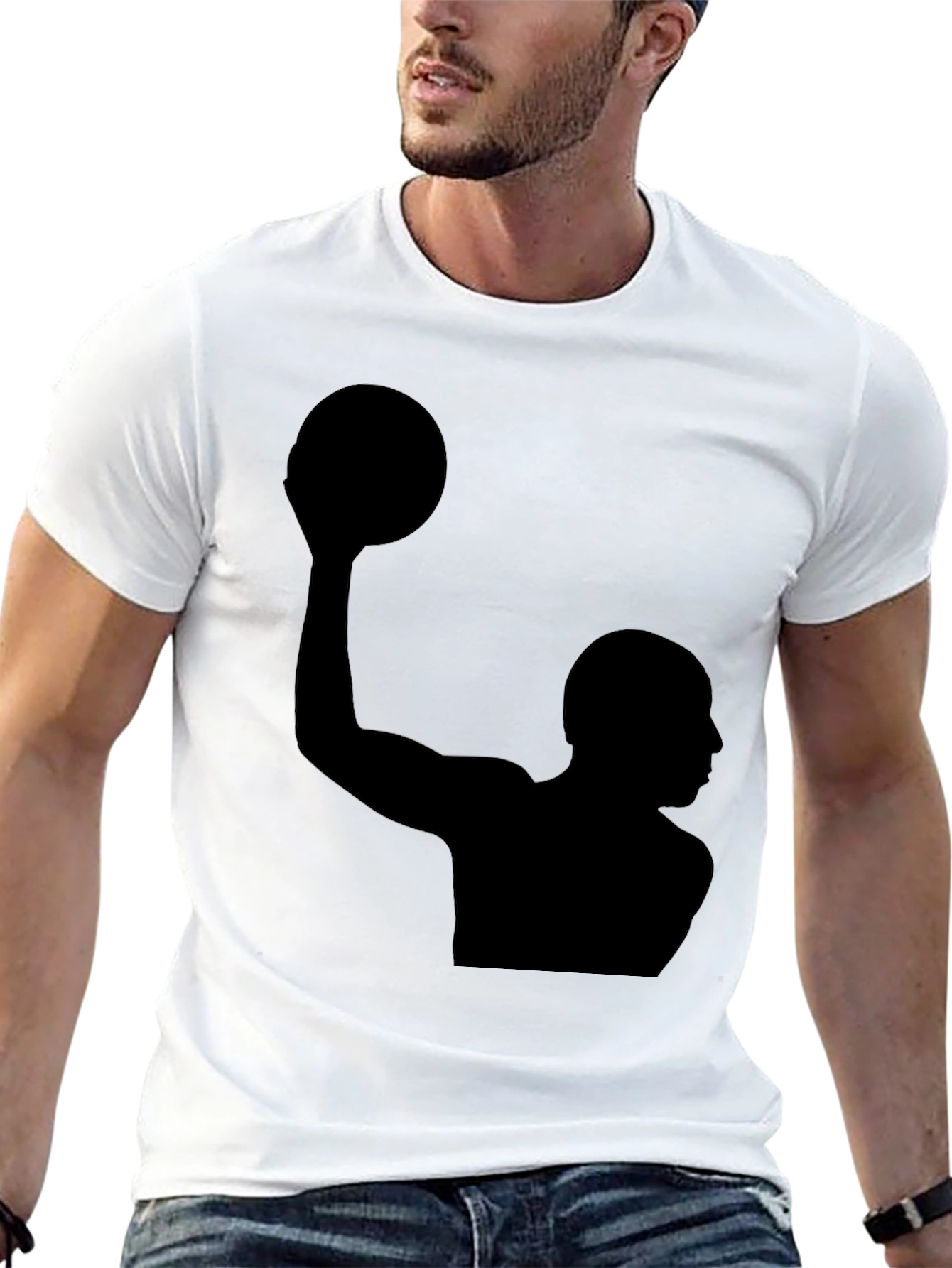 Basketball Silhouette Graphic Tee - Classic Black