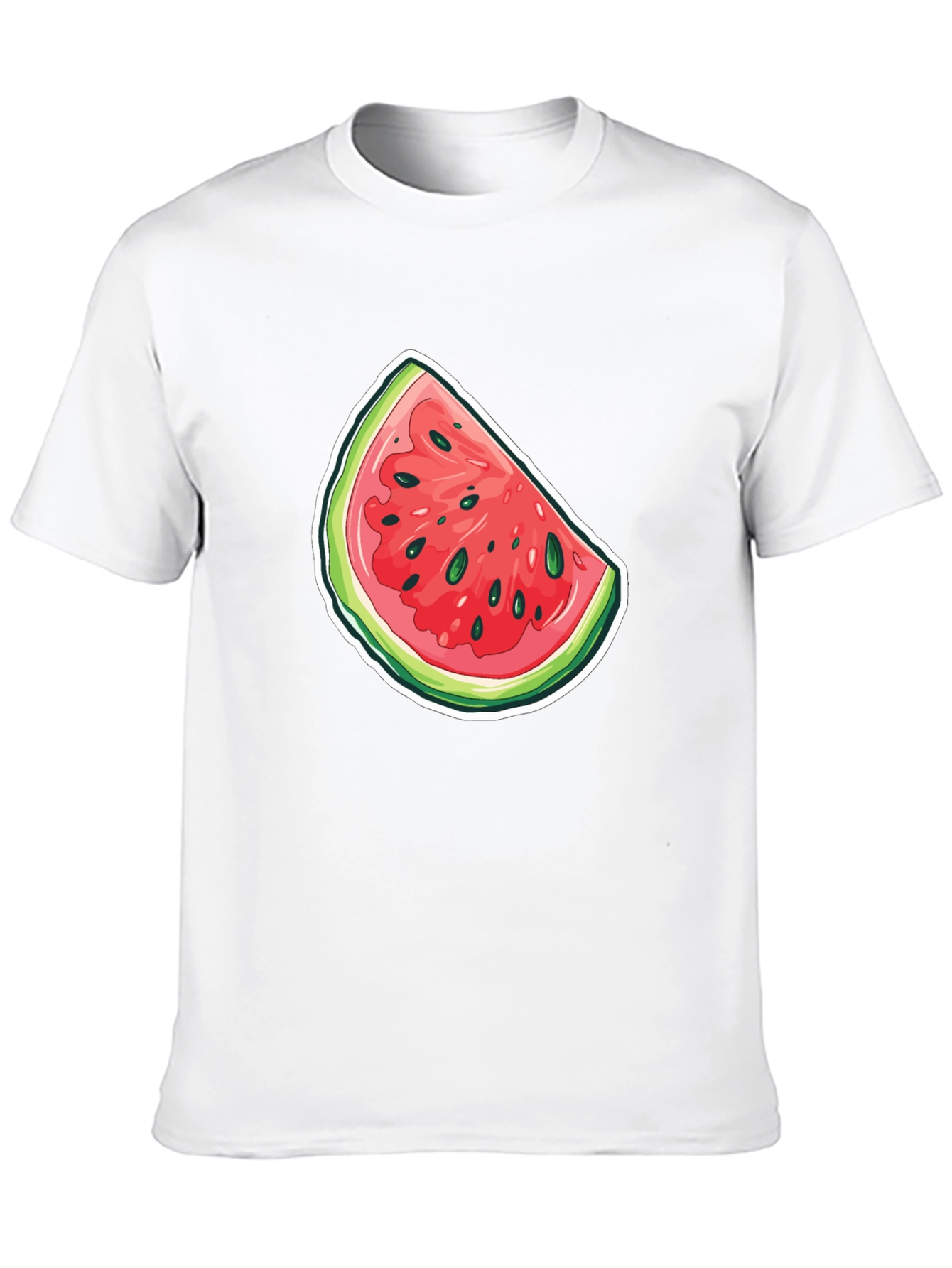 Watermelon Slice Graphic Tee - Black Cotton T-Shirt