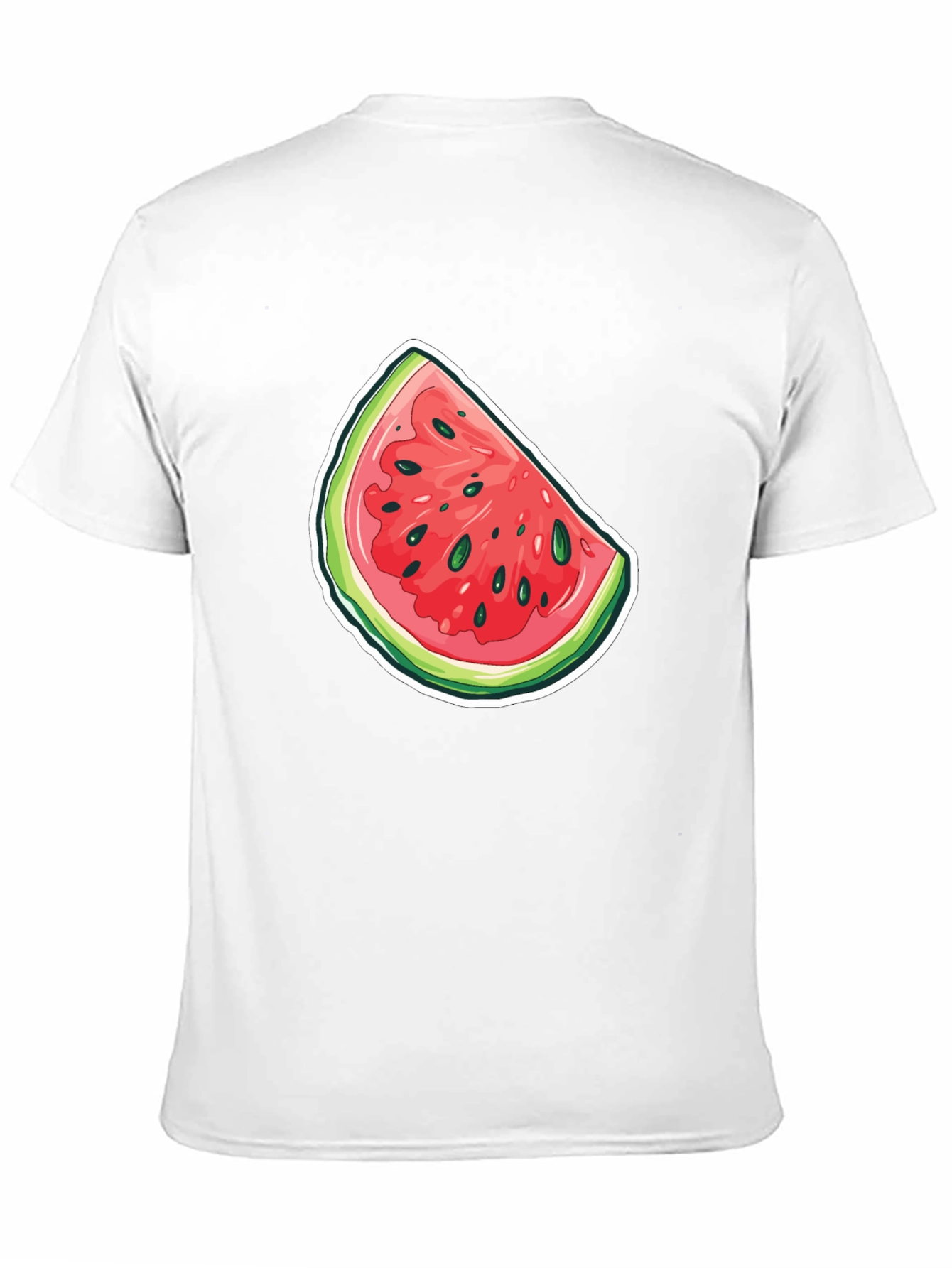 Watermelon Slice Graphic Tee - Black Cotton T-Shirt