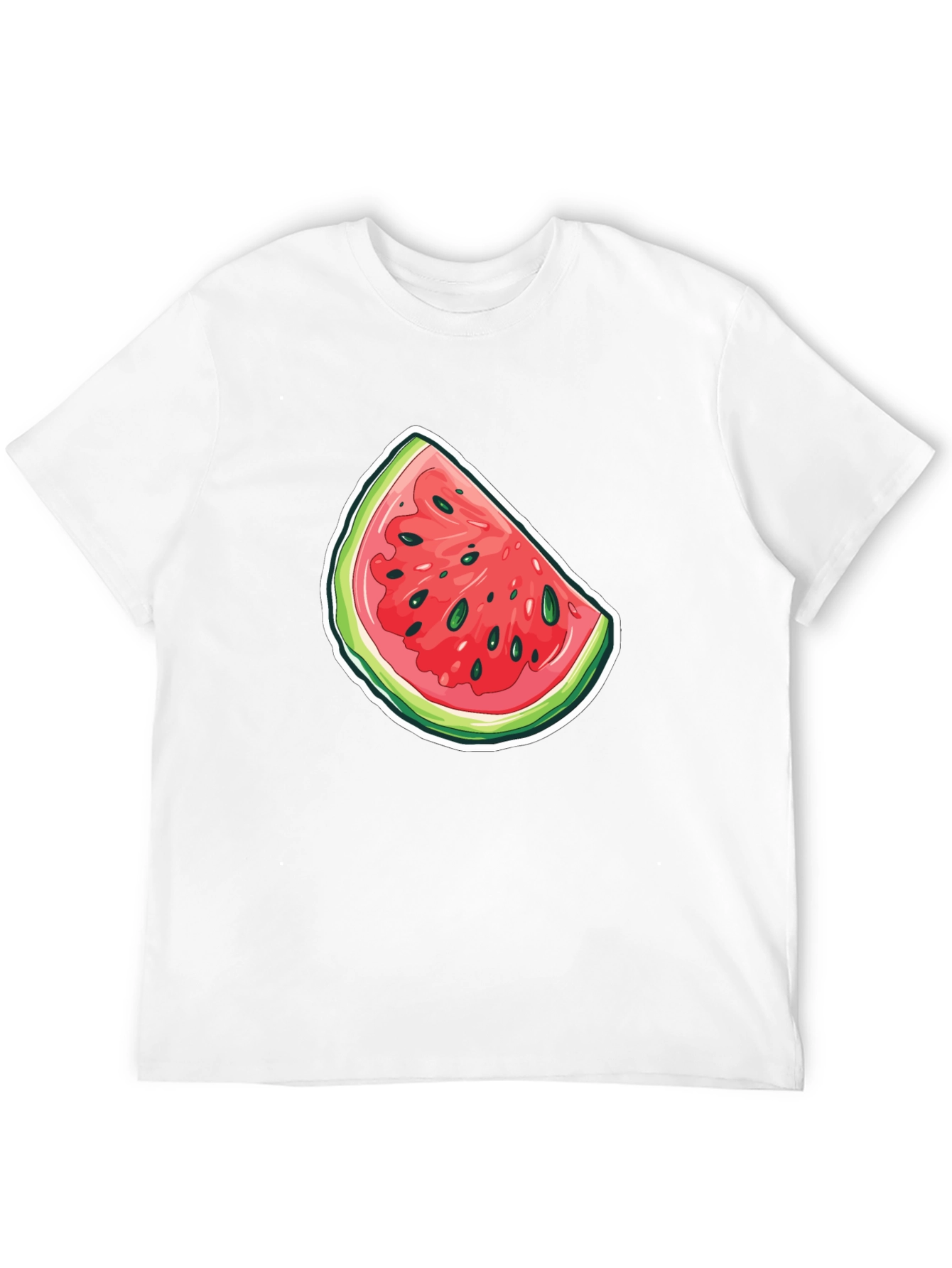 Watermelon Slice Graphic Tee - Black Cotton T-Shirt