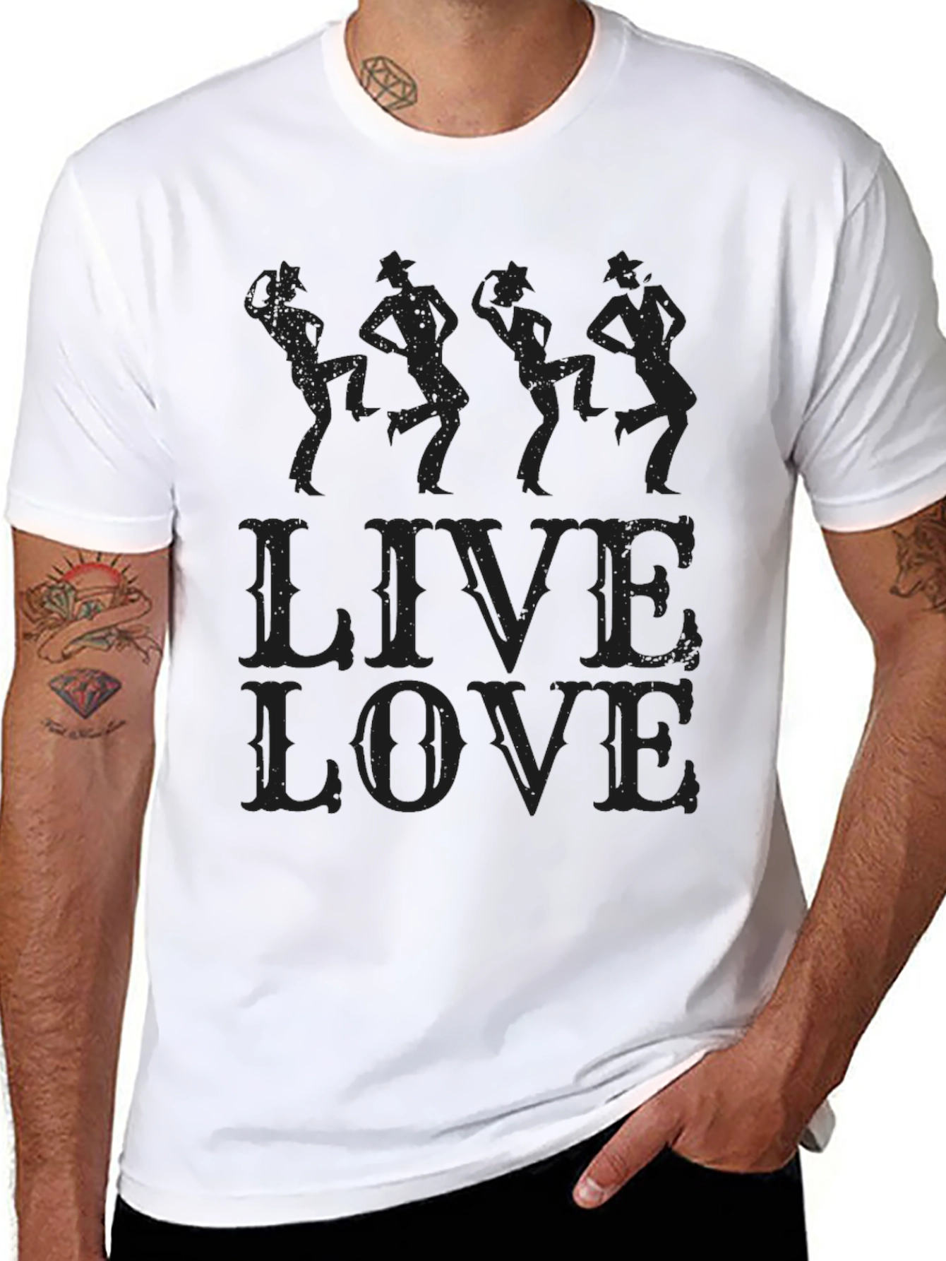 Mens Black Live Love Graphic T-Shirt