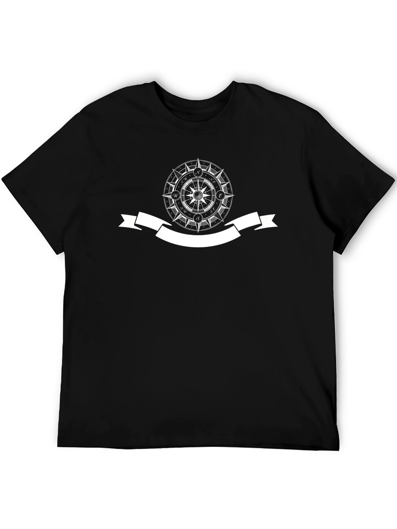 Nautical Compass Graphic Mens Black T-Shirt
