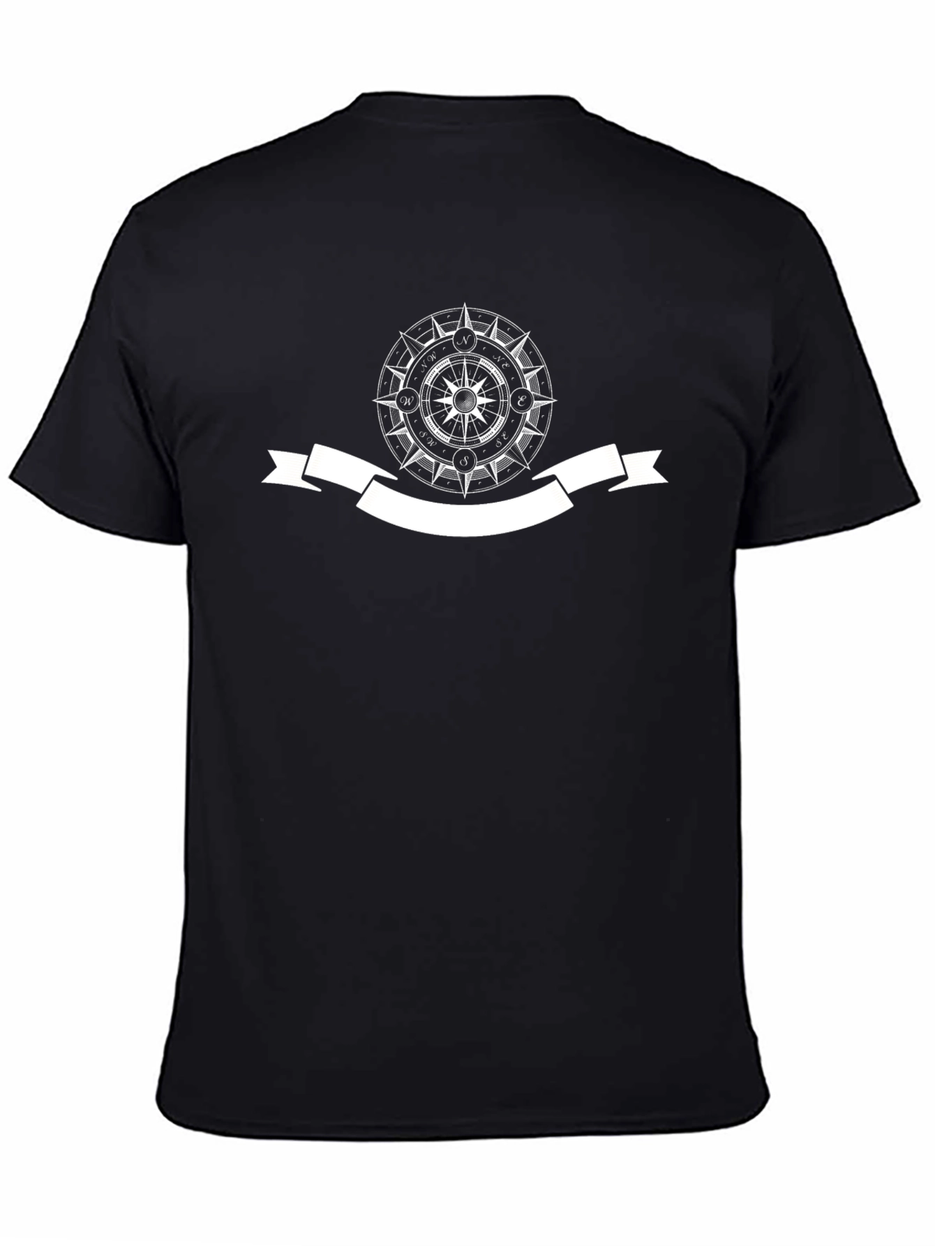 Nautical Compass Graphic Mens Black T-Shirt