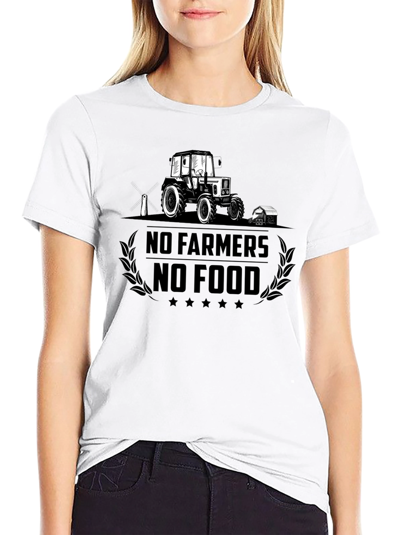 No Farmers No Food Black Graphic T-Shirt