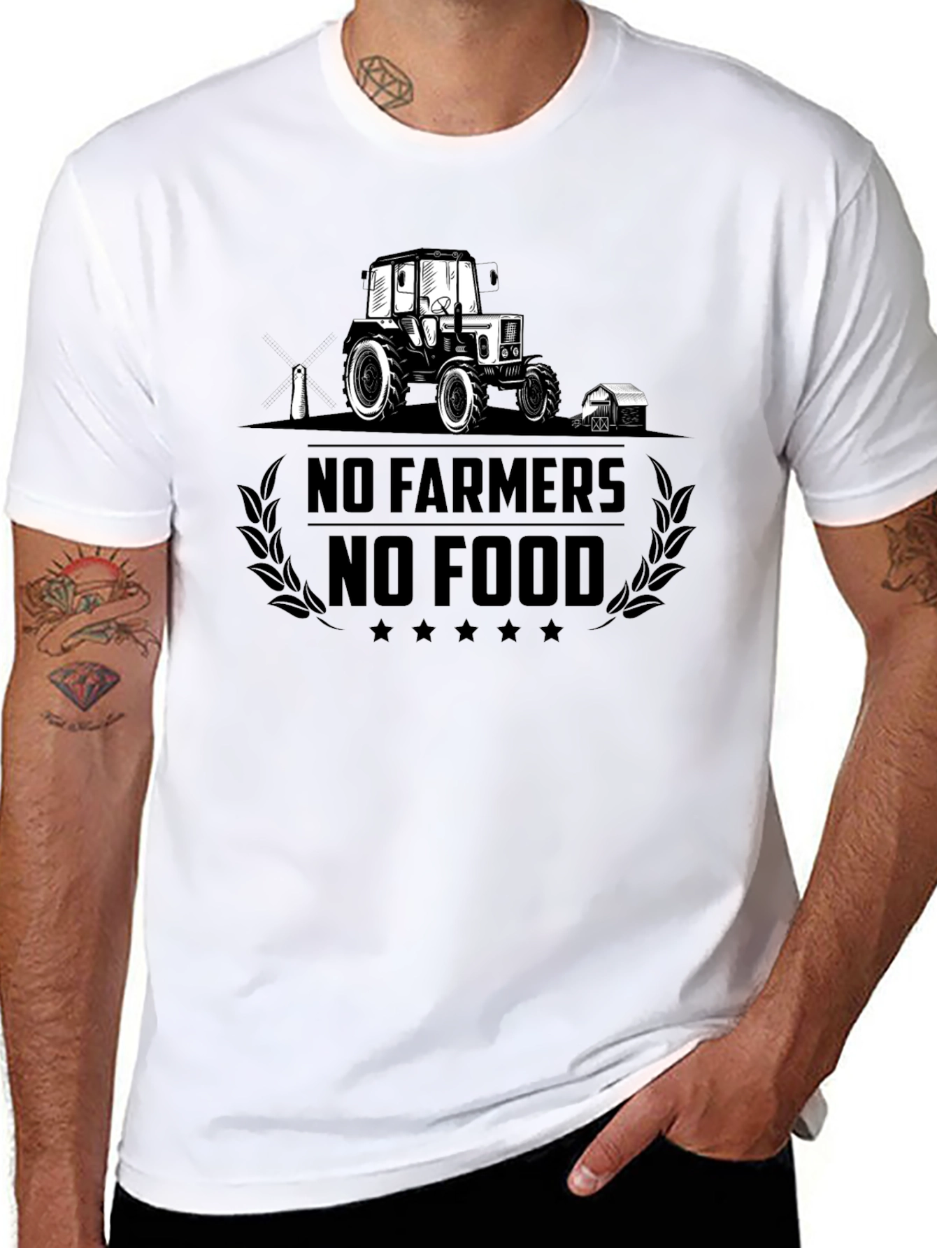 No Farmers No Food Black Graphic T-Shirt