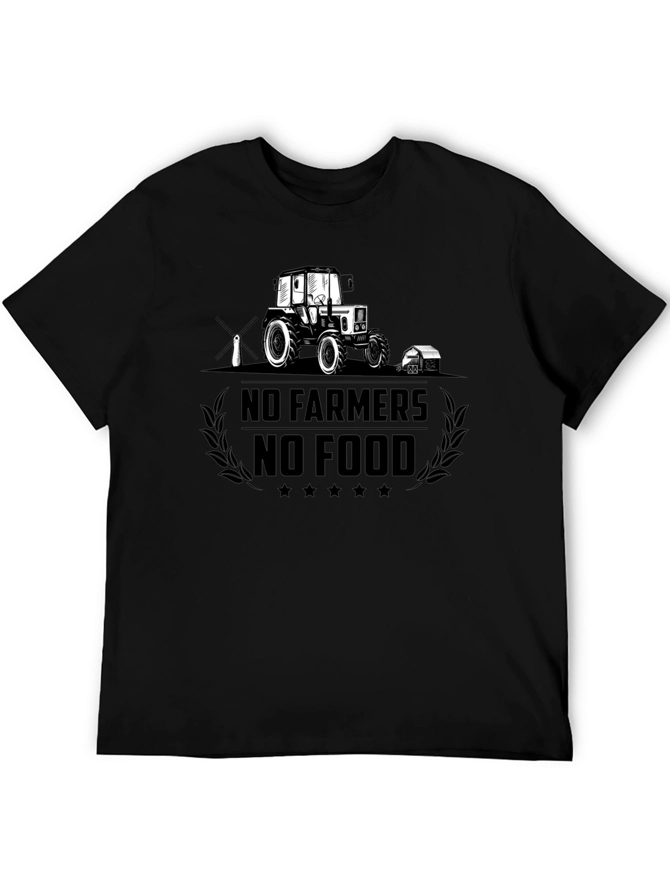 No Farmers No Food Black Graphic T-Shirt