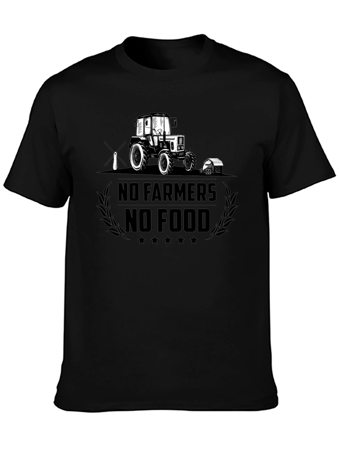 No Farmers No Food Black Graphic T-Shirt