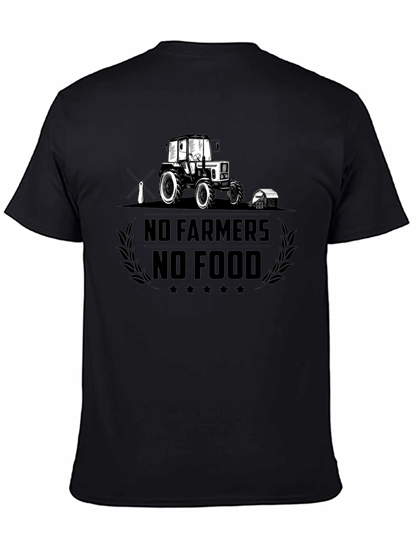 No Farmers No Food Black Graphic T-Shirt