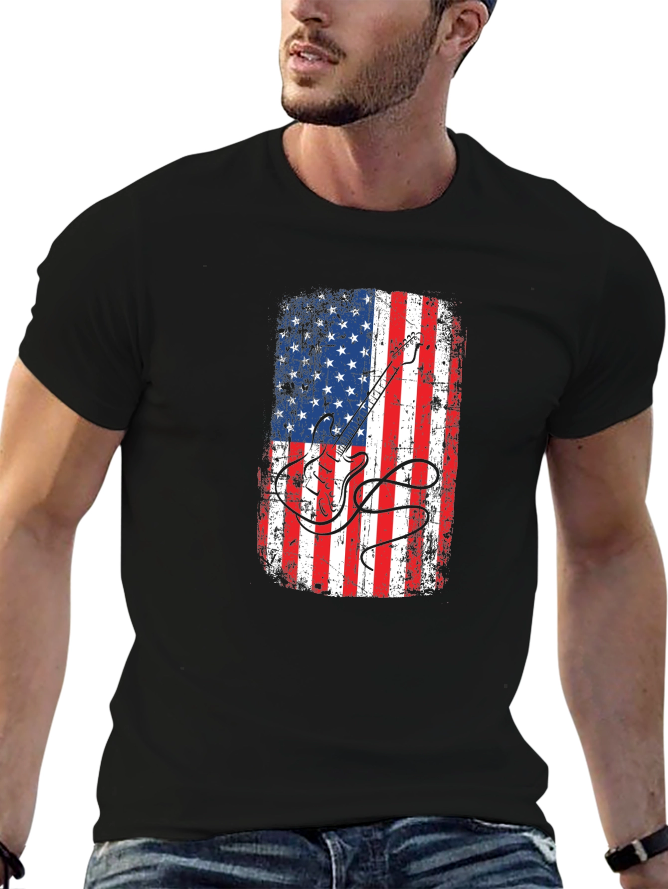 American Flag Guitar T-Shirt