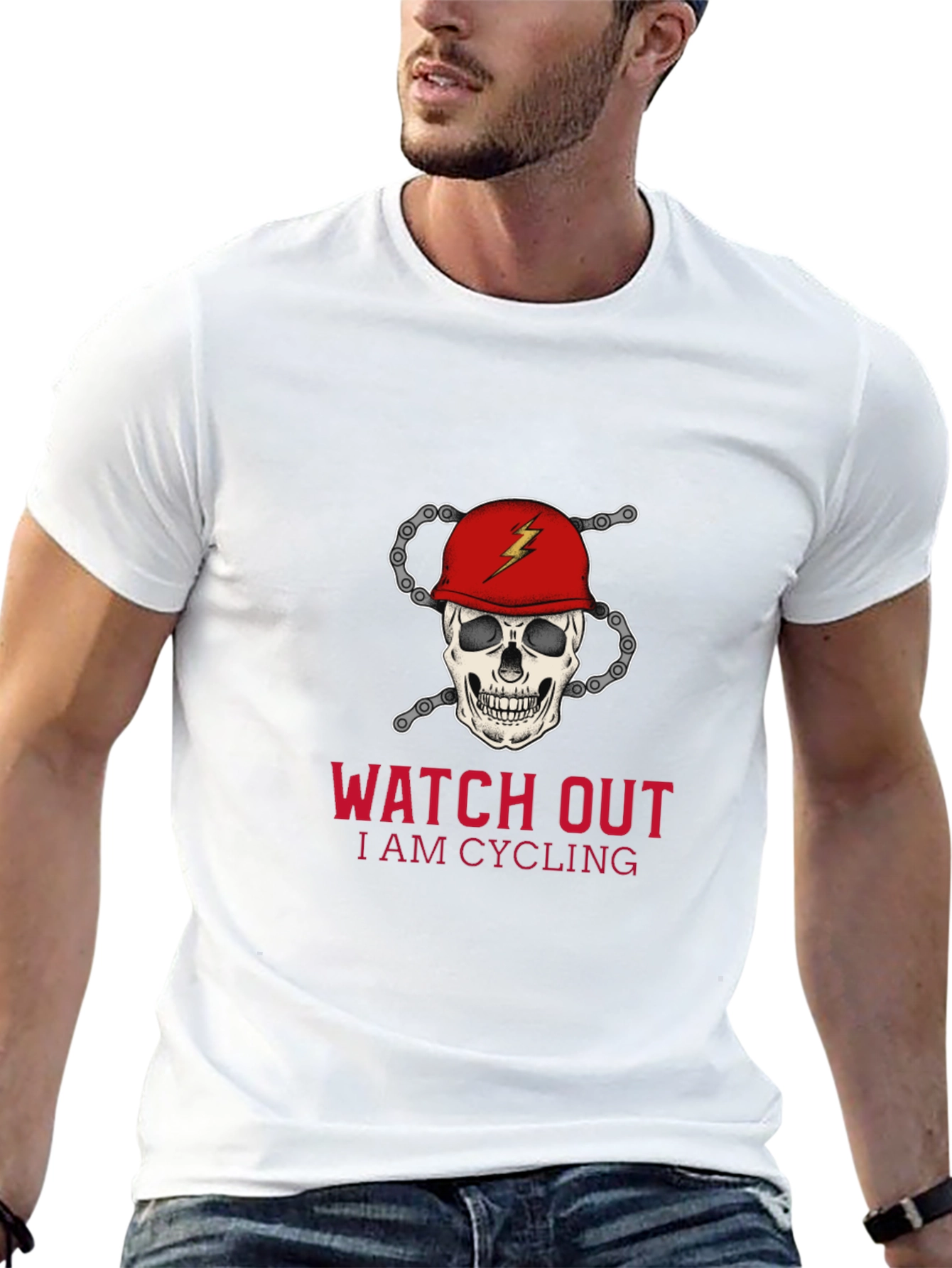 Skull Cycling T-Shirt - Watch Out I Am Cycling!