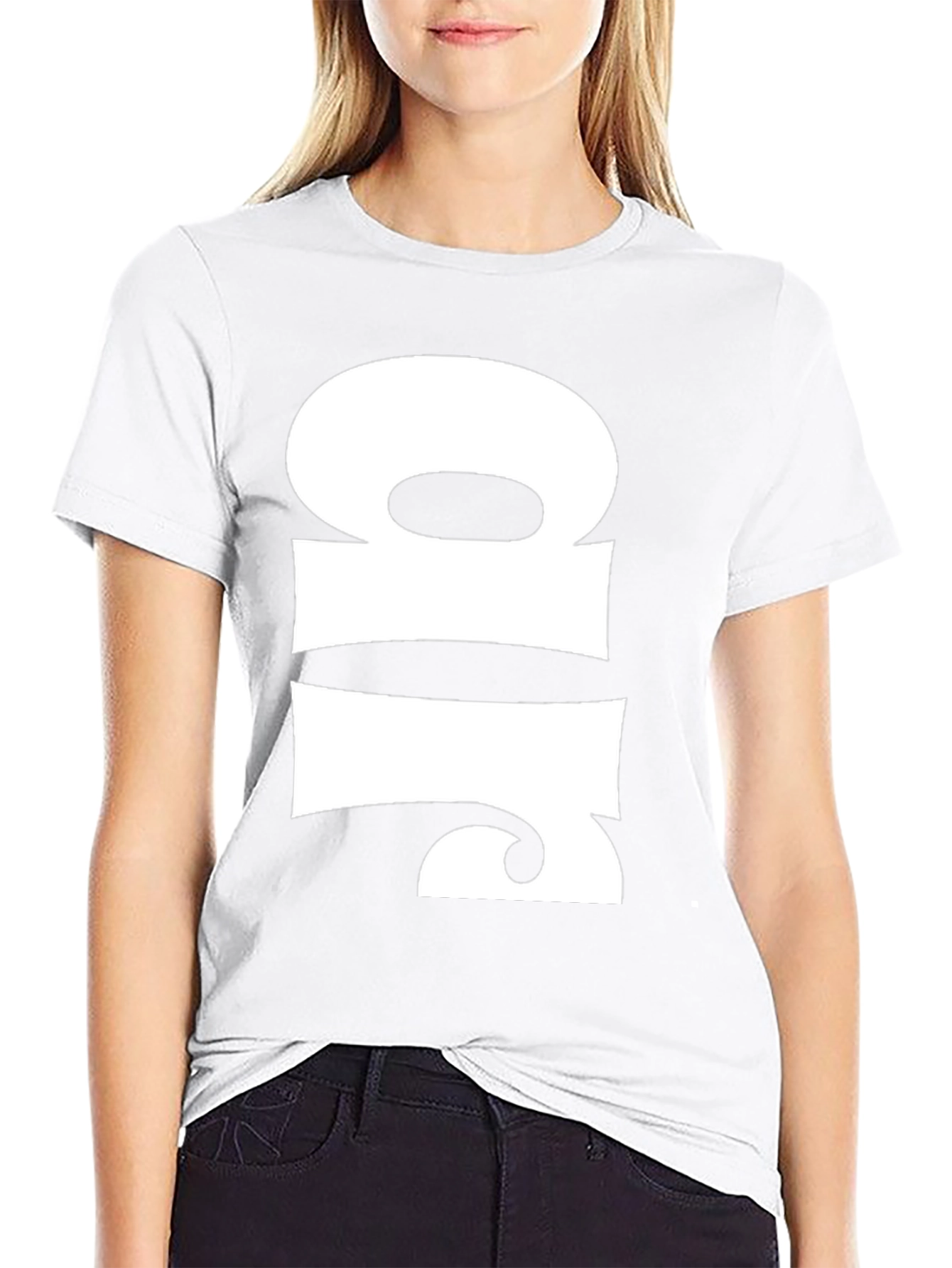 Abstract White Design on Black T-Shirt