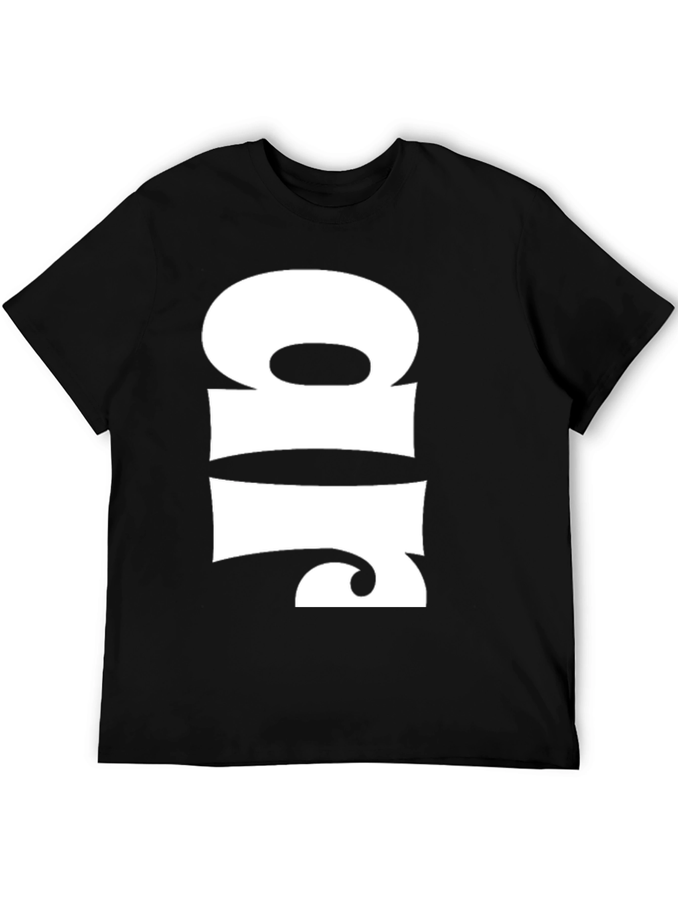 Abstract White Design on Black T-Shirt