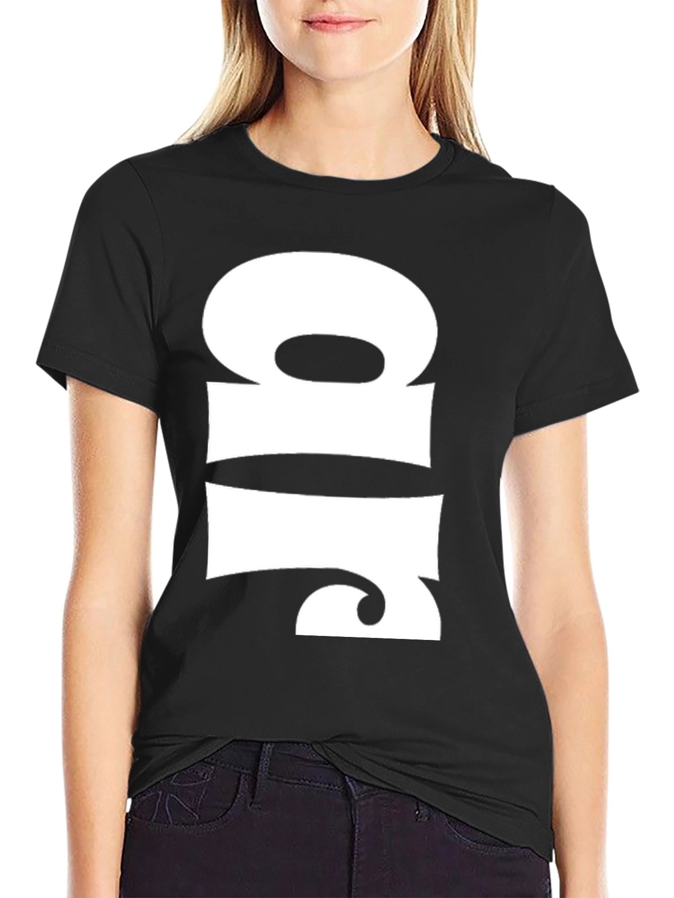 Abstract White Design on Black T-Shirt