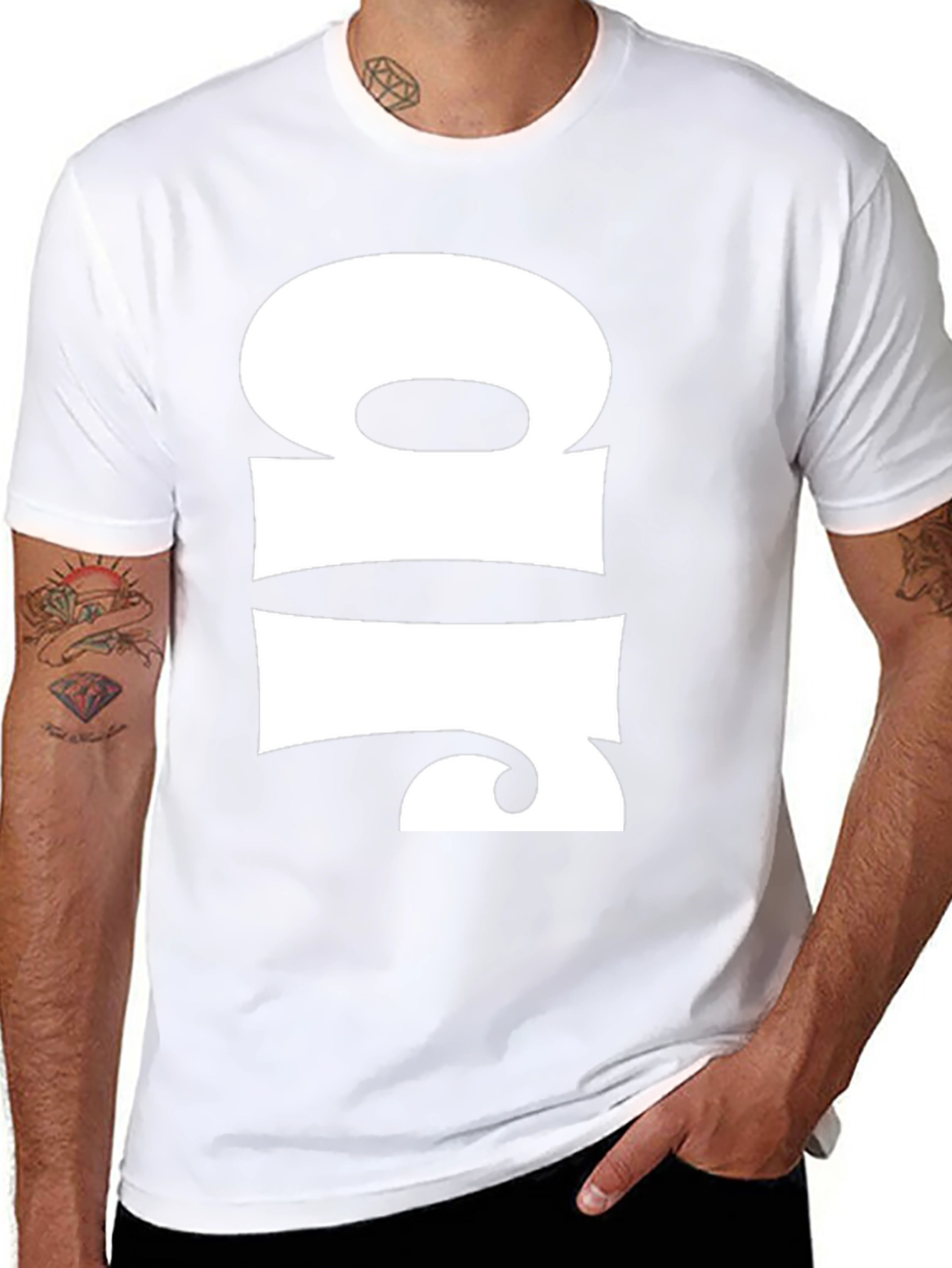 Abstract White Design on Black T-Shirt