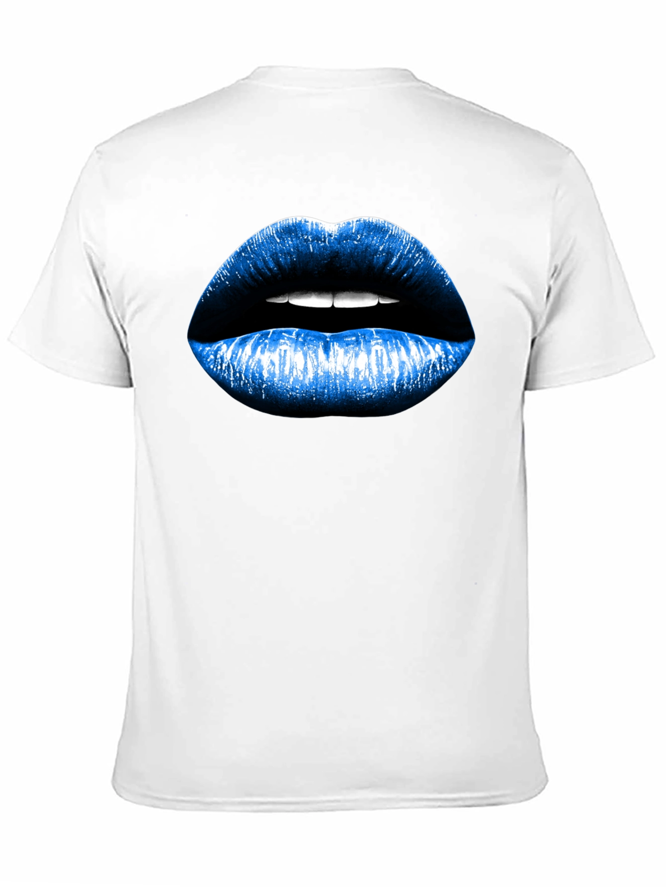 Blue Lips Graphic Black T-Shirt