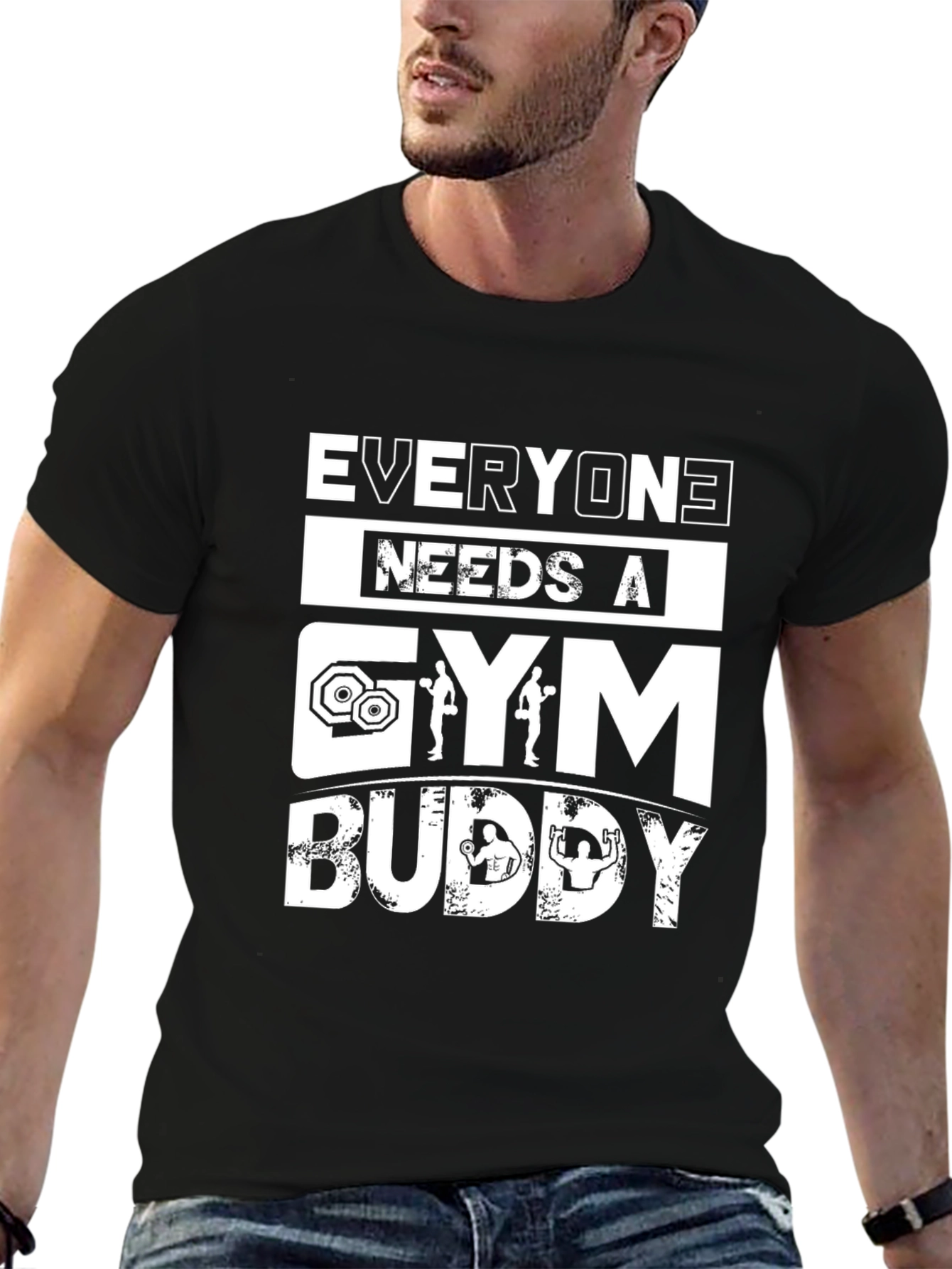 Everyone Needs A Gym Buddy Black T-Shirt