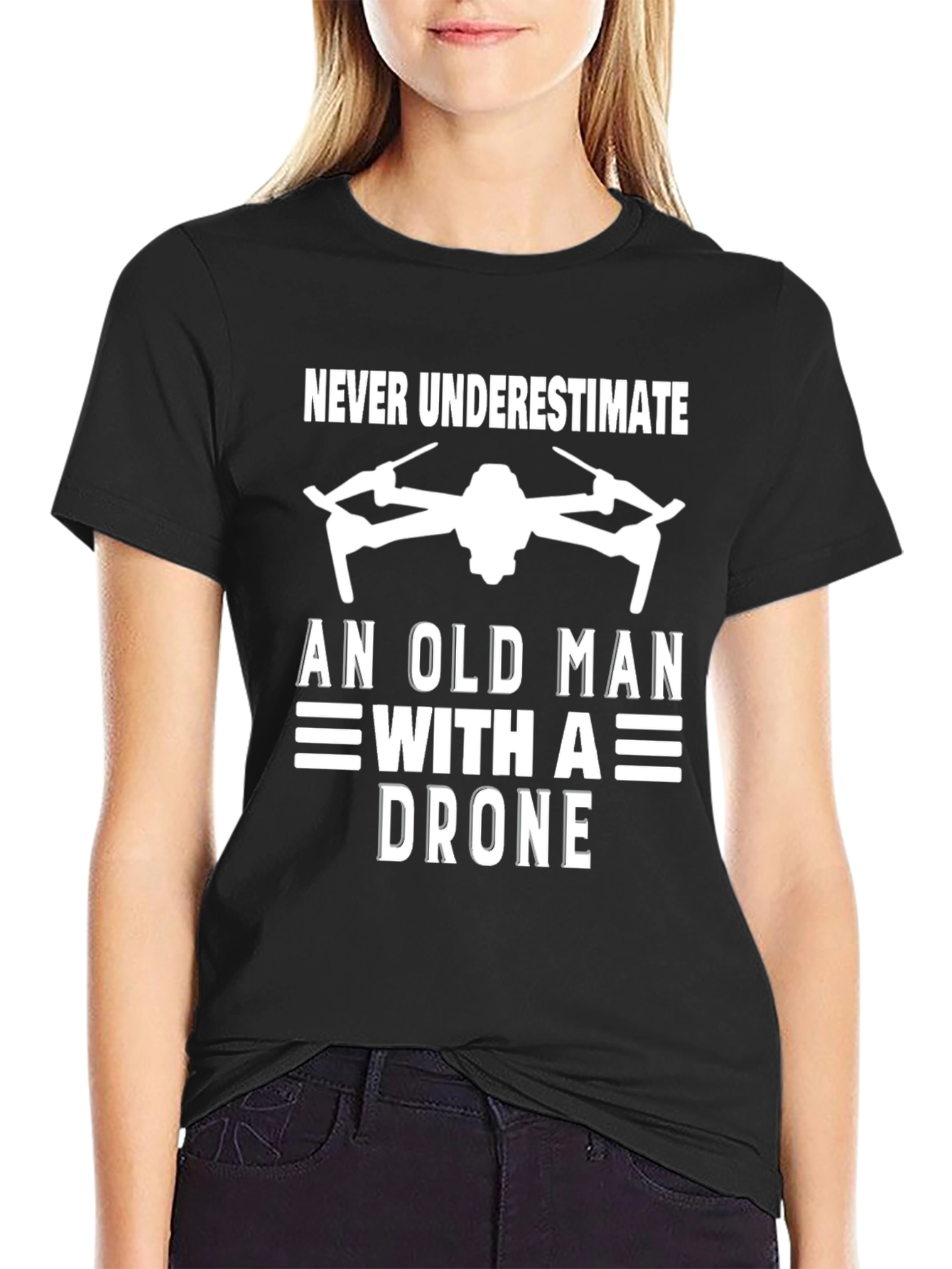 Never Underestimate Old Man with a Drone T-Shirt