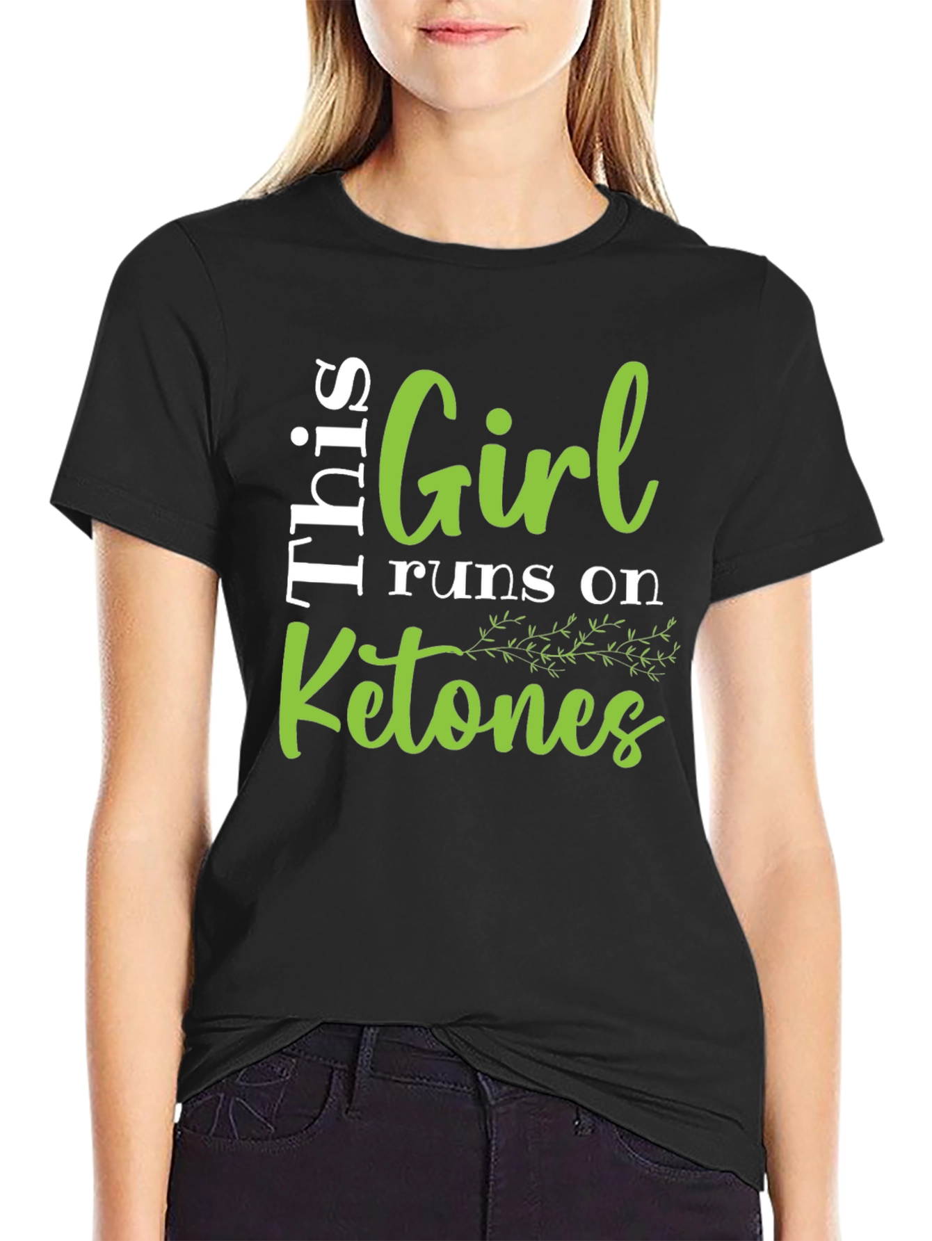 Girl Runs on Ketones Graphic Tee - Black