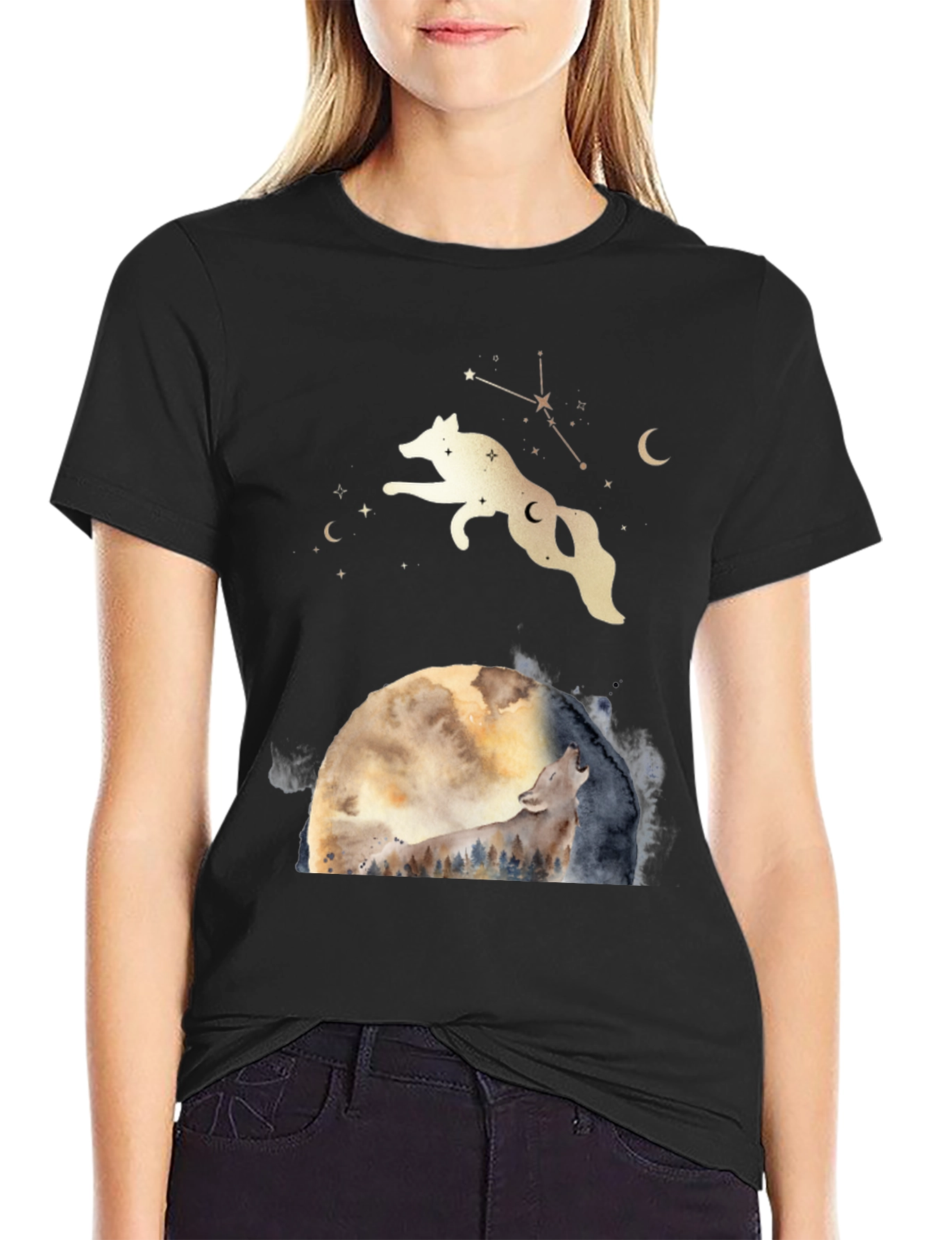 Wolf Moon Graphic Tee - Celestial T-Shirt