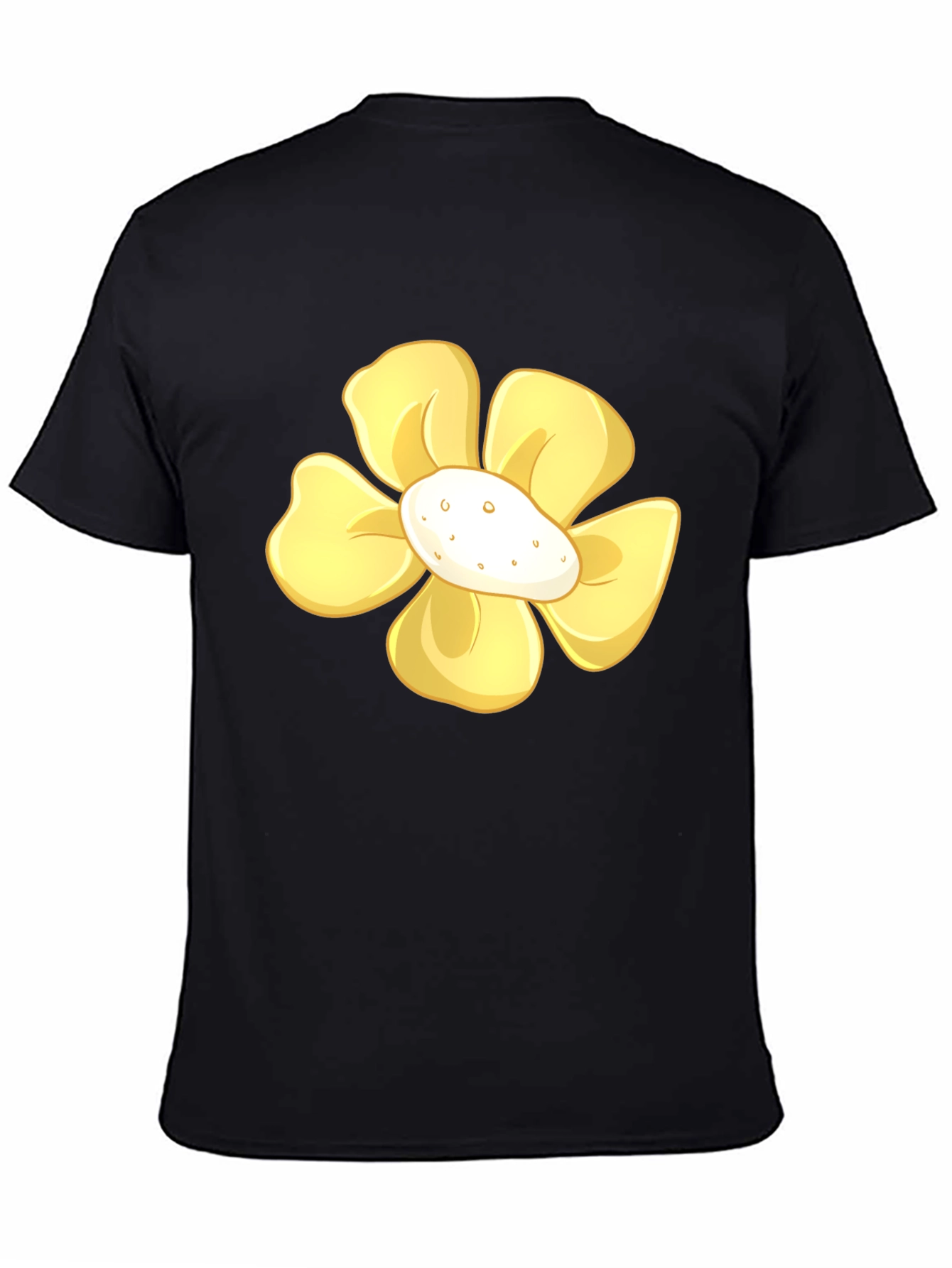 Yellow Flower Graphic Print Black T-Shirt