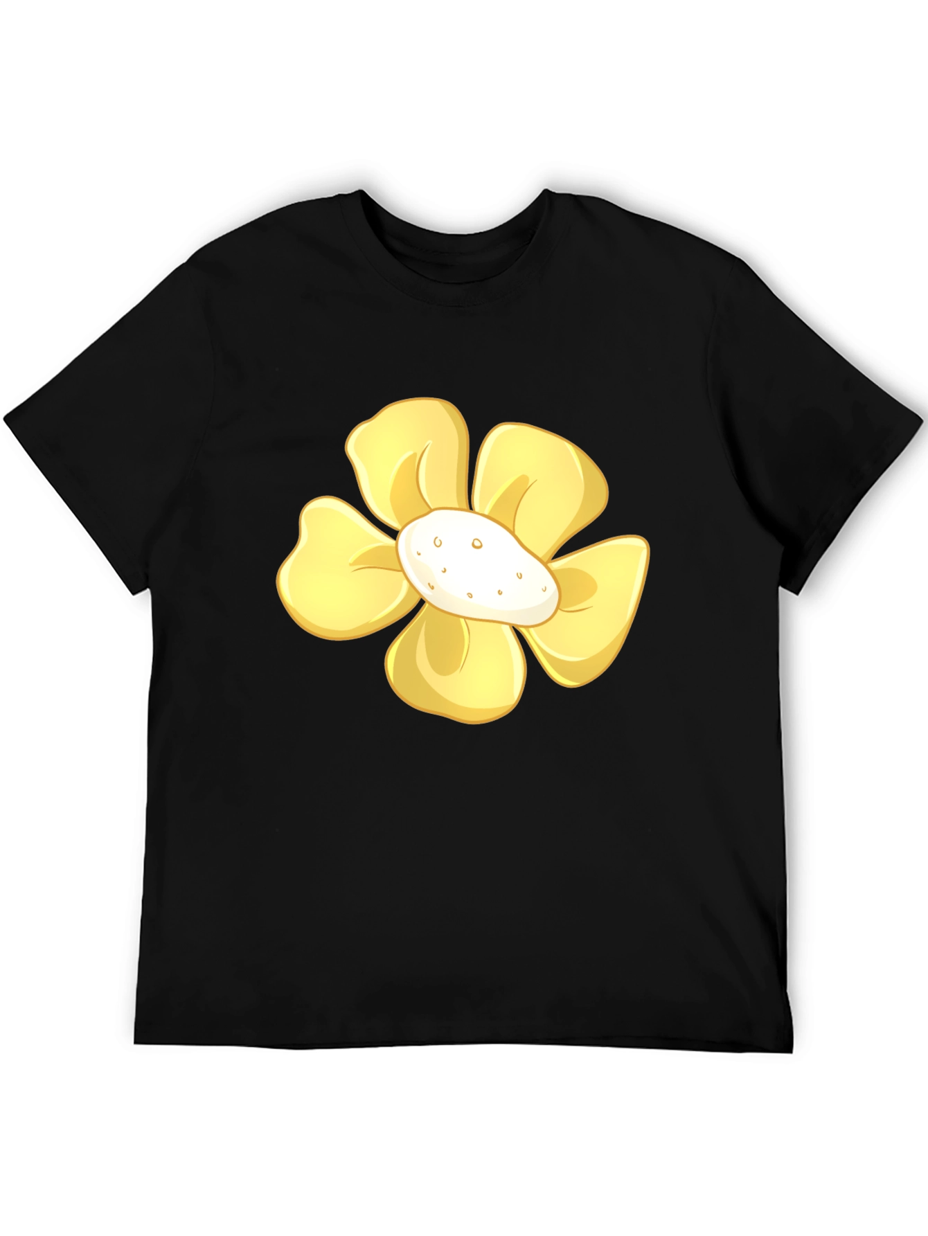 Yellow Flower Graphic Print Black T-Shirt