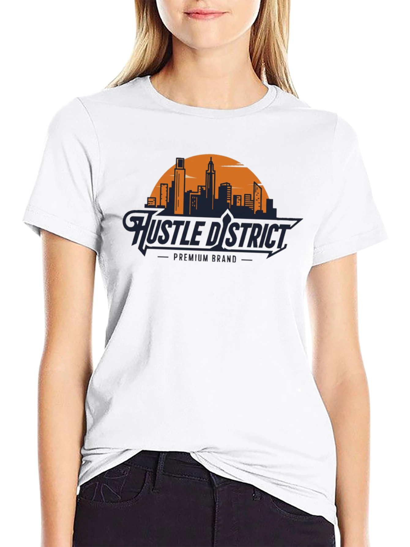 Hustle District Premium T-Shirt - Cityscape Design
