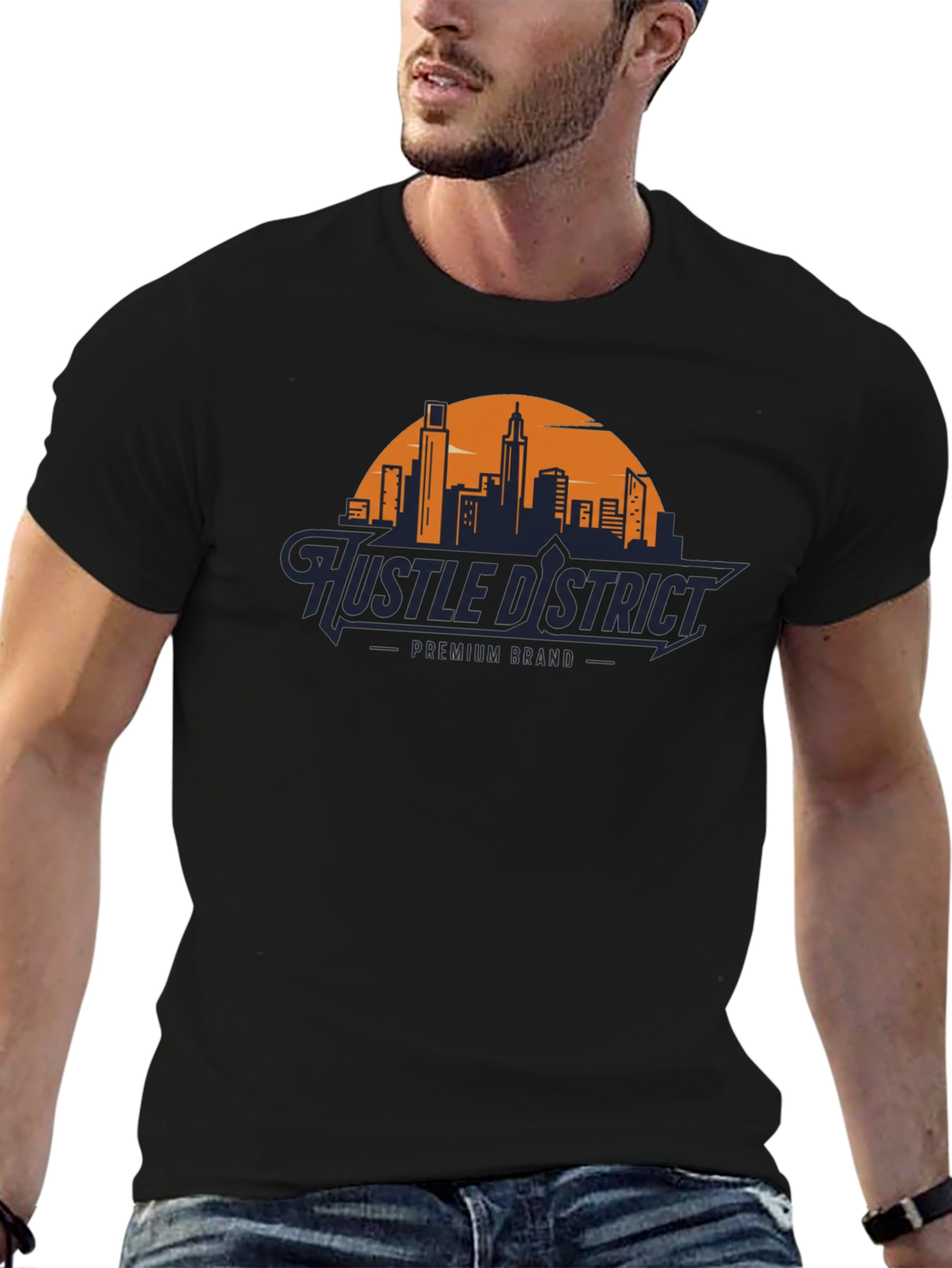 Hustle District Premium T-Shirt - Cityscape Design