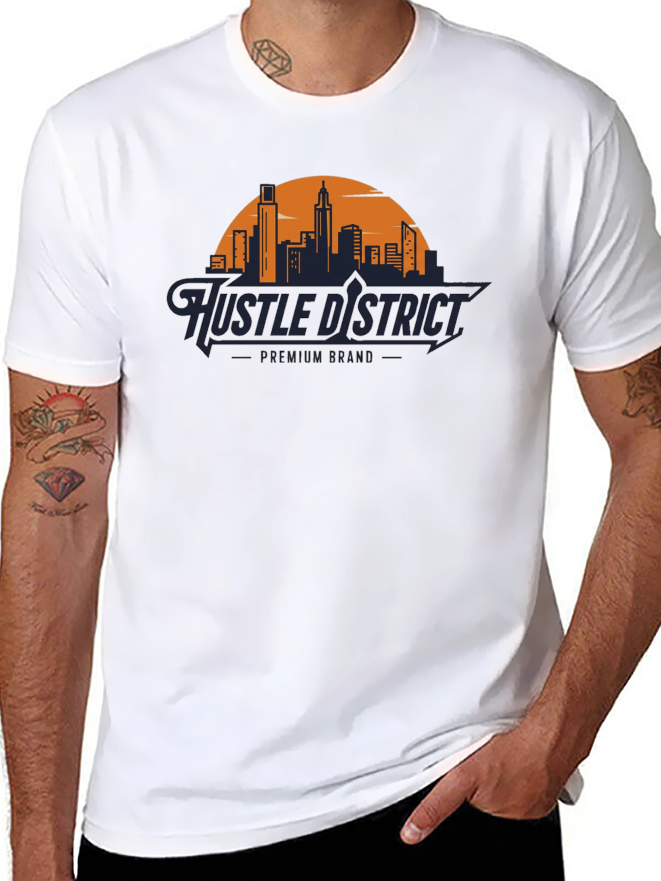 Hustle District Premium T-Shirt - Cityscape Design