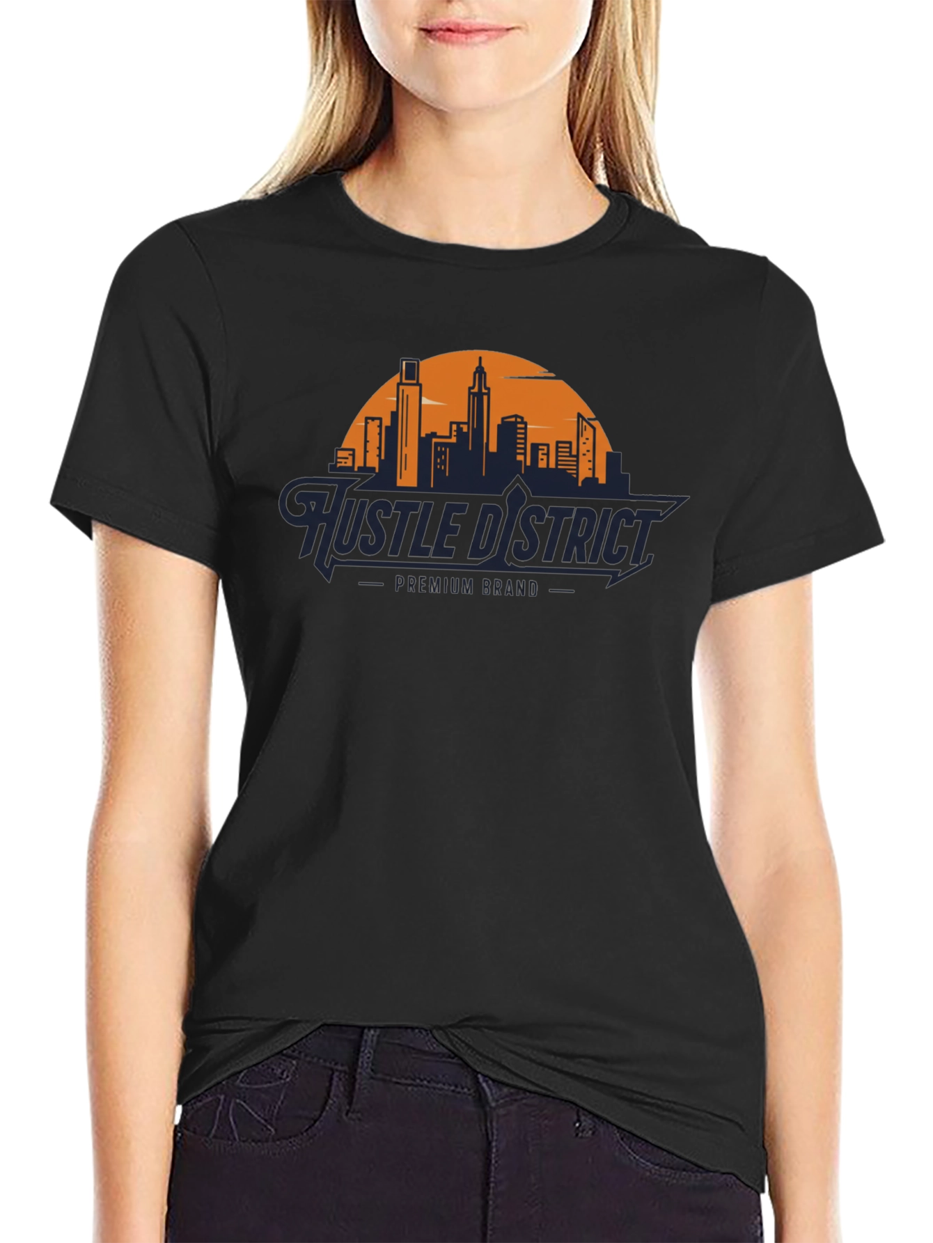 Hustle District Premium T-Shirt - Cityscape Design