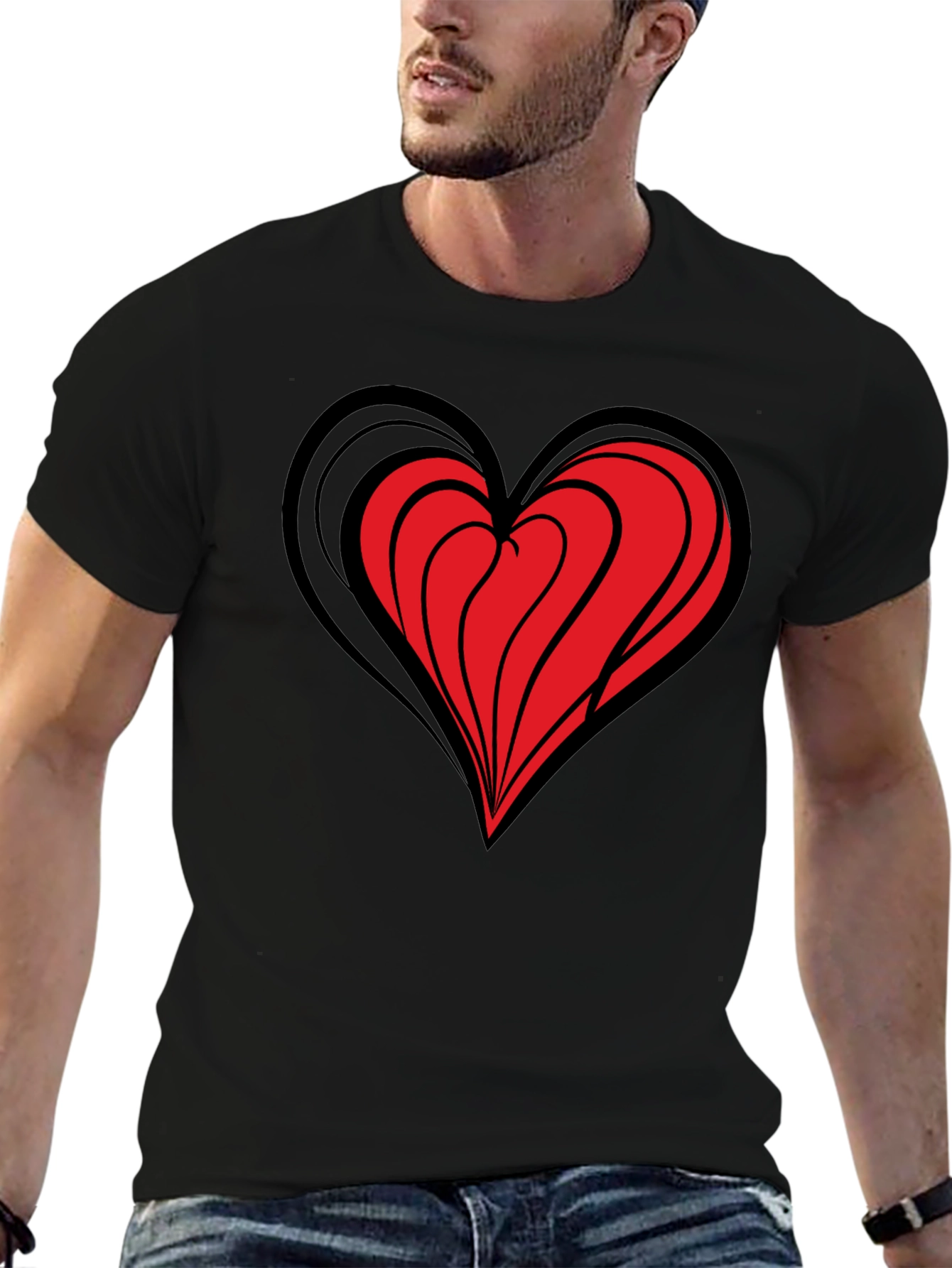 Heart Graphic Black T-Shirt