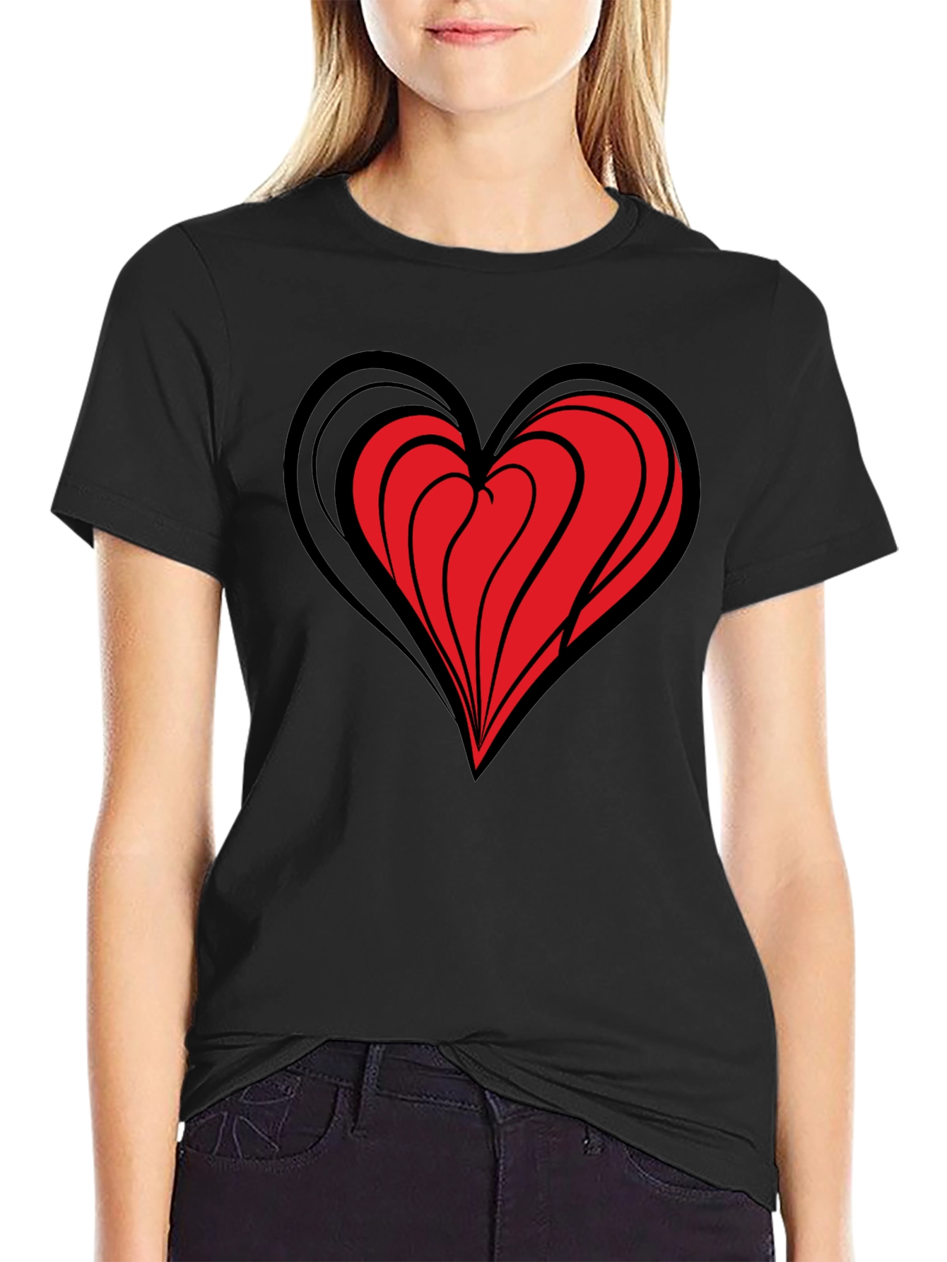 Heart Graphic Black T-Shirt